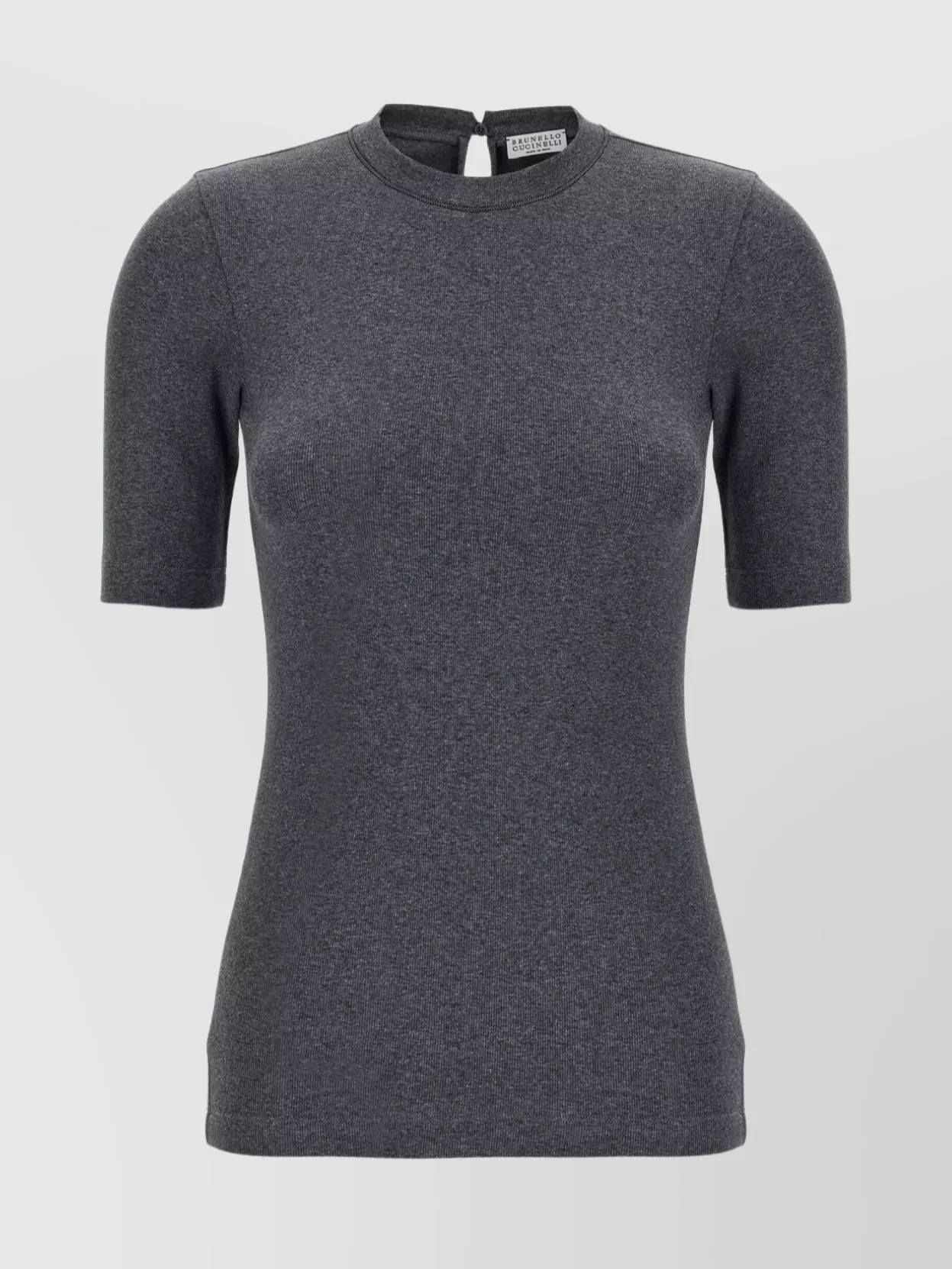 Brunello Cucinelli Shimmering ribbed crew neck t-shirt | The