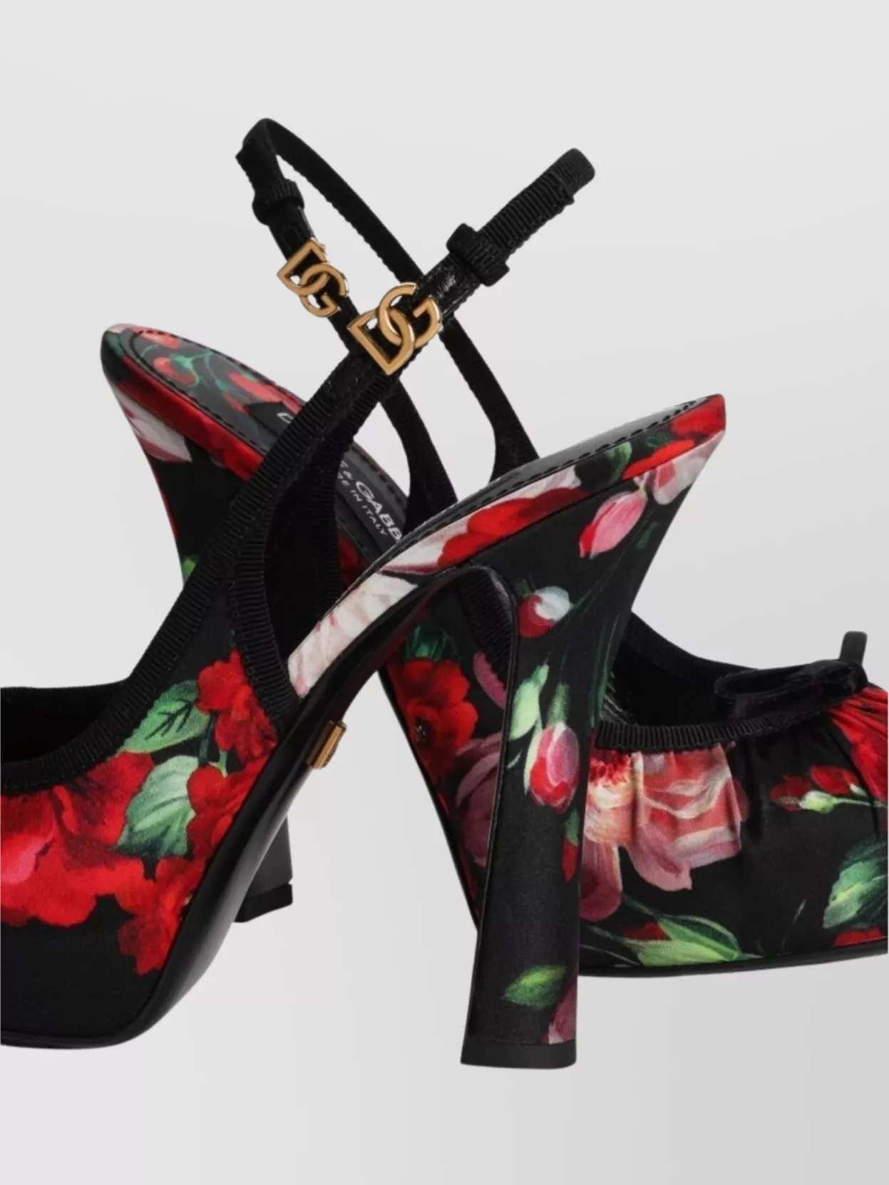 Dolce&Gabbana Satin Pumps With Floral Print And Bow