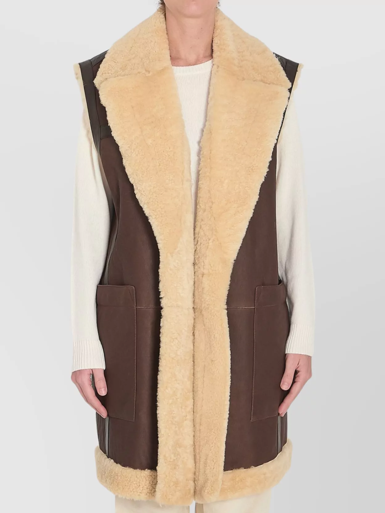 Bottega Veneta Calfskin Long Vest With Sleeveless Design