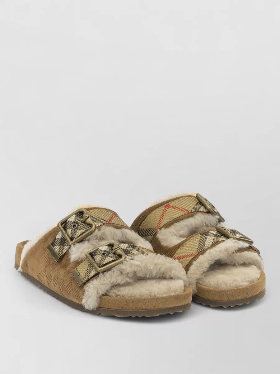 Burberry shearling trim slippers