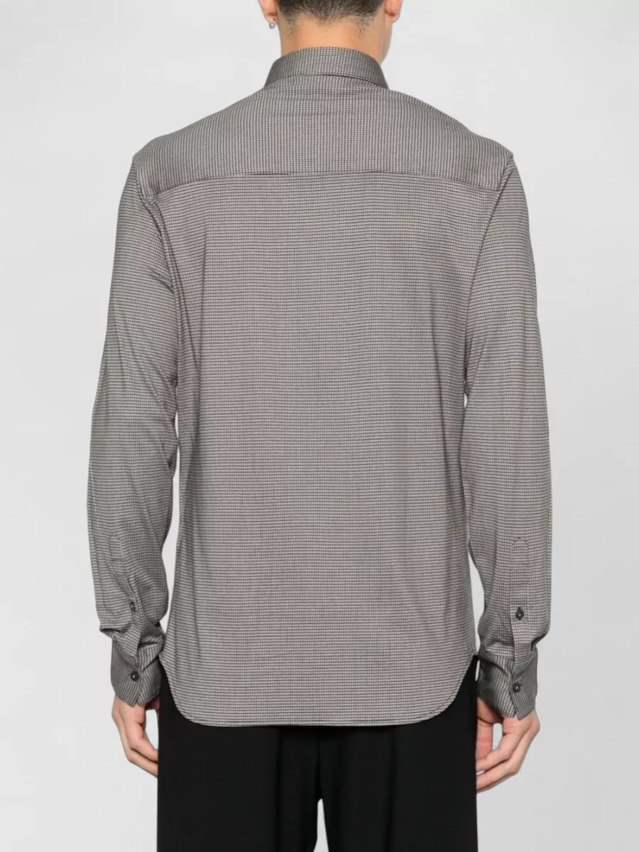 Emporio Armani Long Sleeve Cotton Blend Shirt Geometric Pattern
