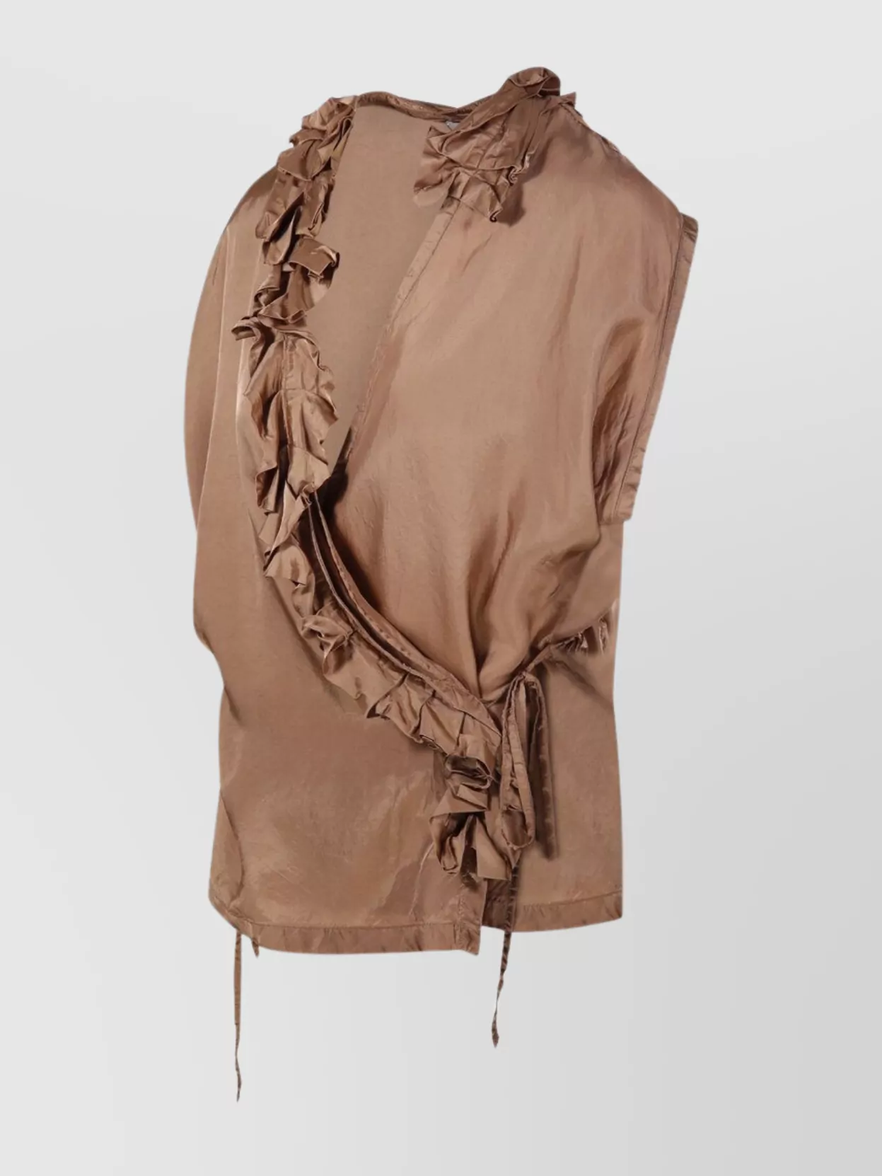 DRIES VAN NOTEN WRAP BLOUSE SANS MANCHES AVEC DÉTAILS À VOLANTS