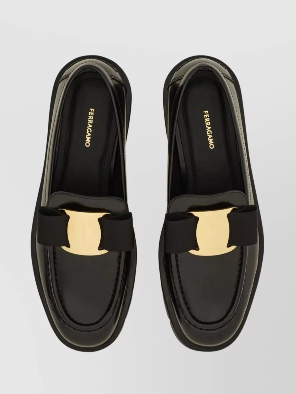 Ferragamo Chunky Sole Bow Loafers With Gold-Tone Hardware