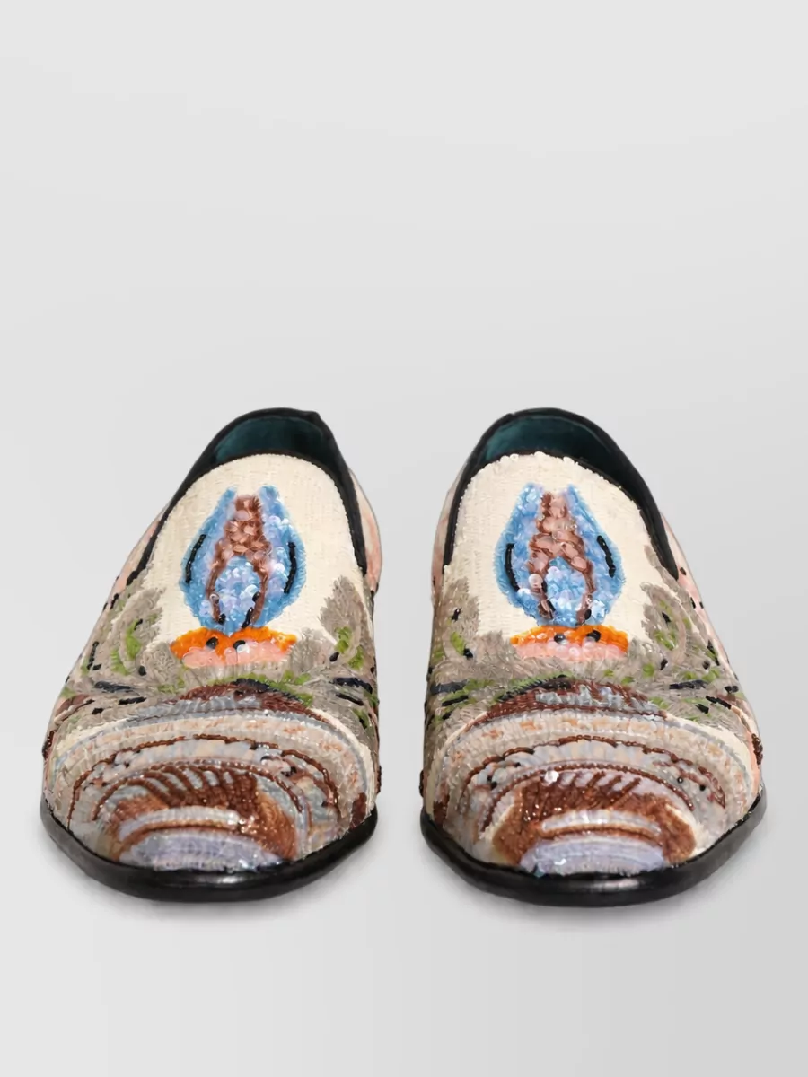 Dolce&Gabbana leather sequin embroidered loafers