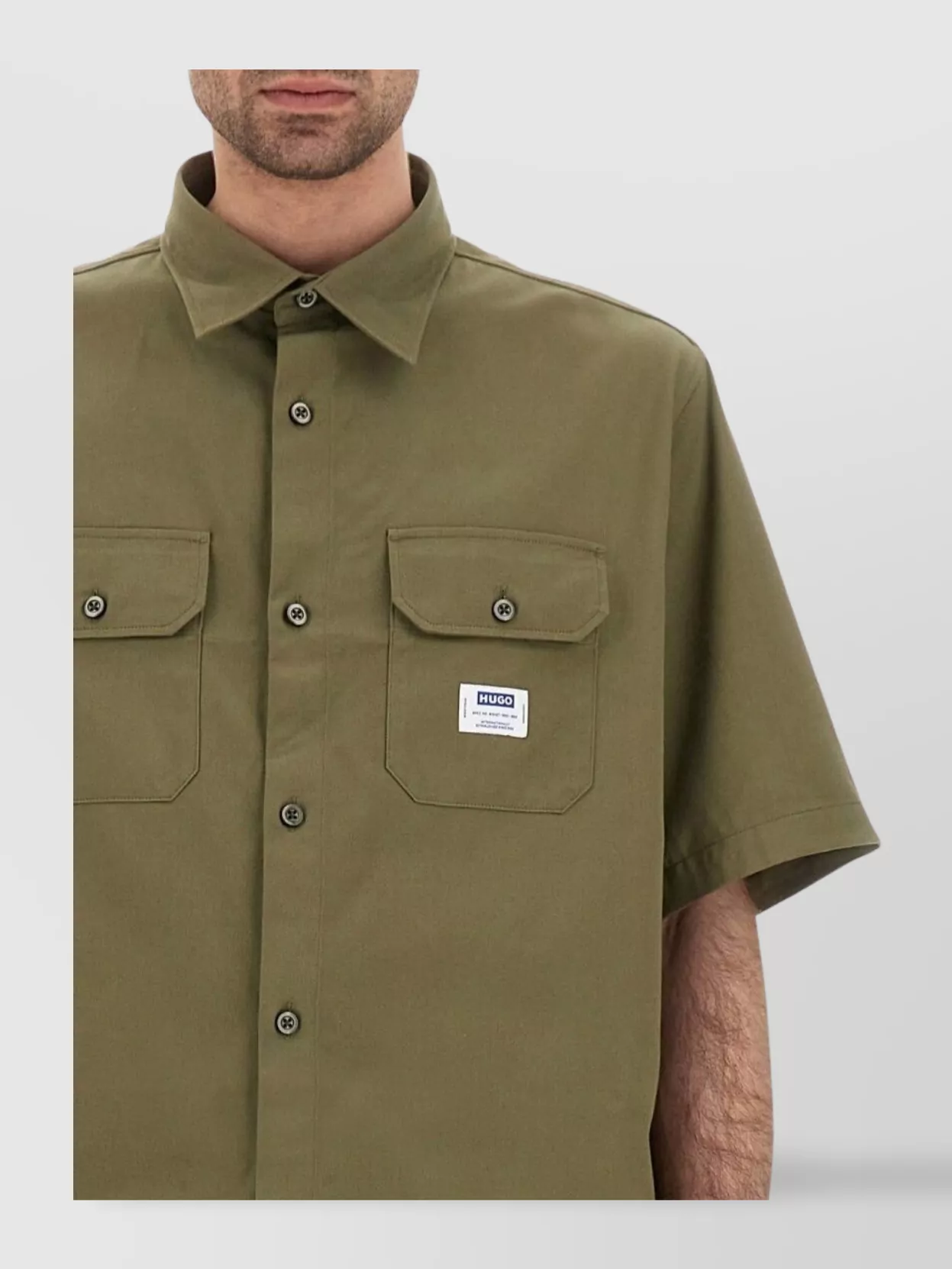 Hugo Boss Loose-fit Shirt In Cotton Twill With Logo Patch