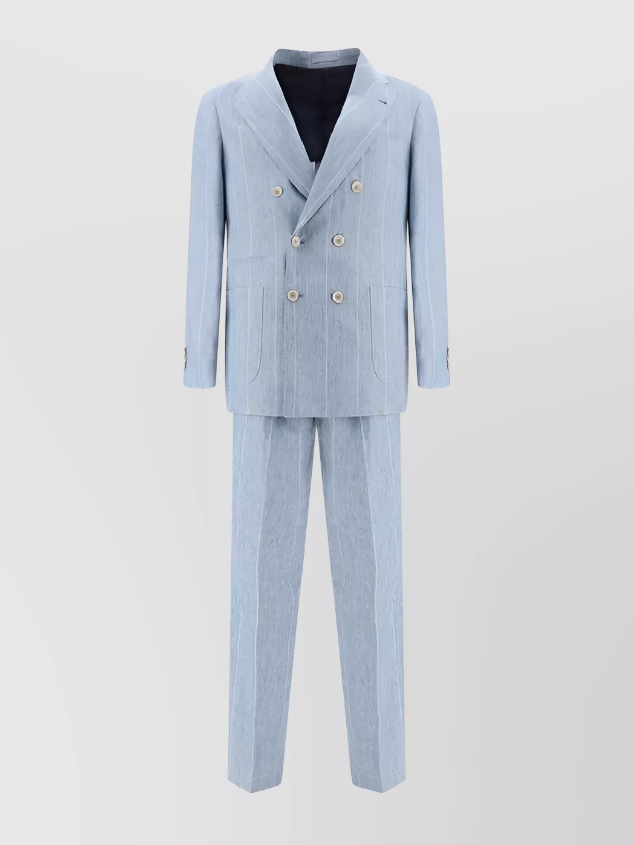 Brunello Cucinelli Linen Suit With Jacket And Pants In Blue