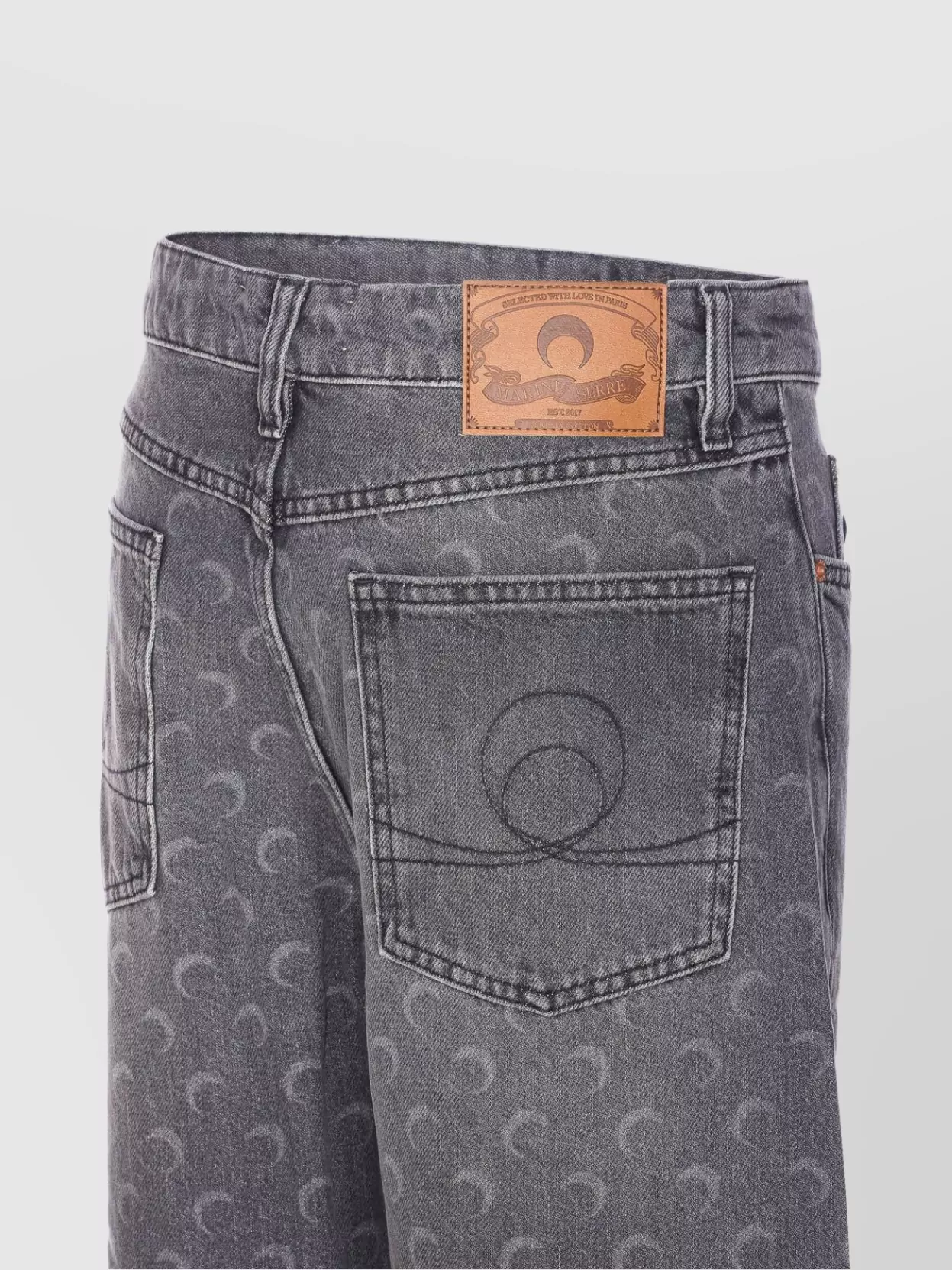 Marine Serre Wide-Leg Moon Laser Jeans Pockets