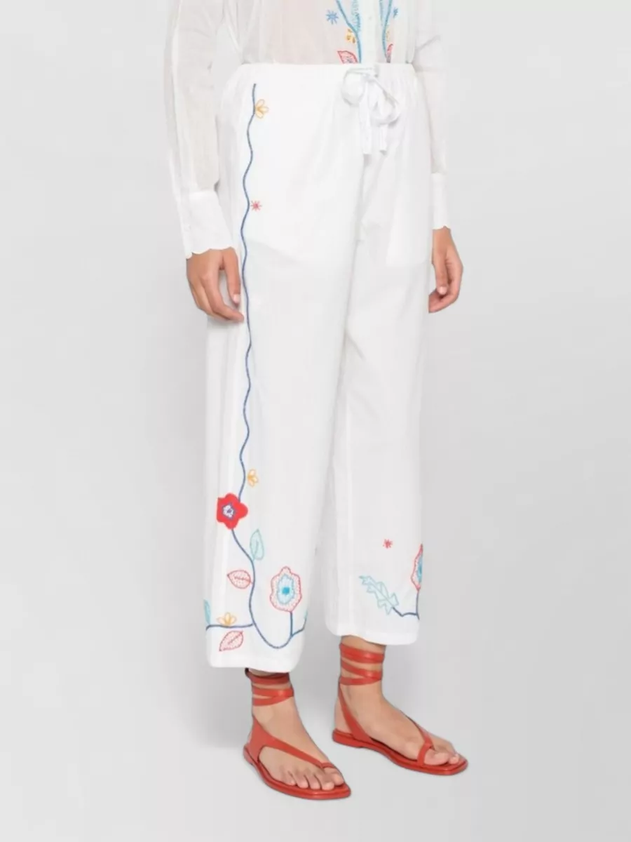 Forte Forte Embroidered Cropped Wide-Leg Trousers