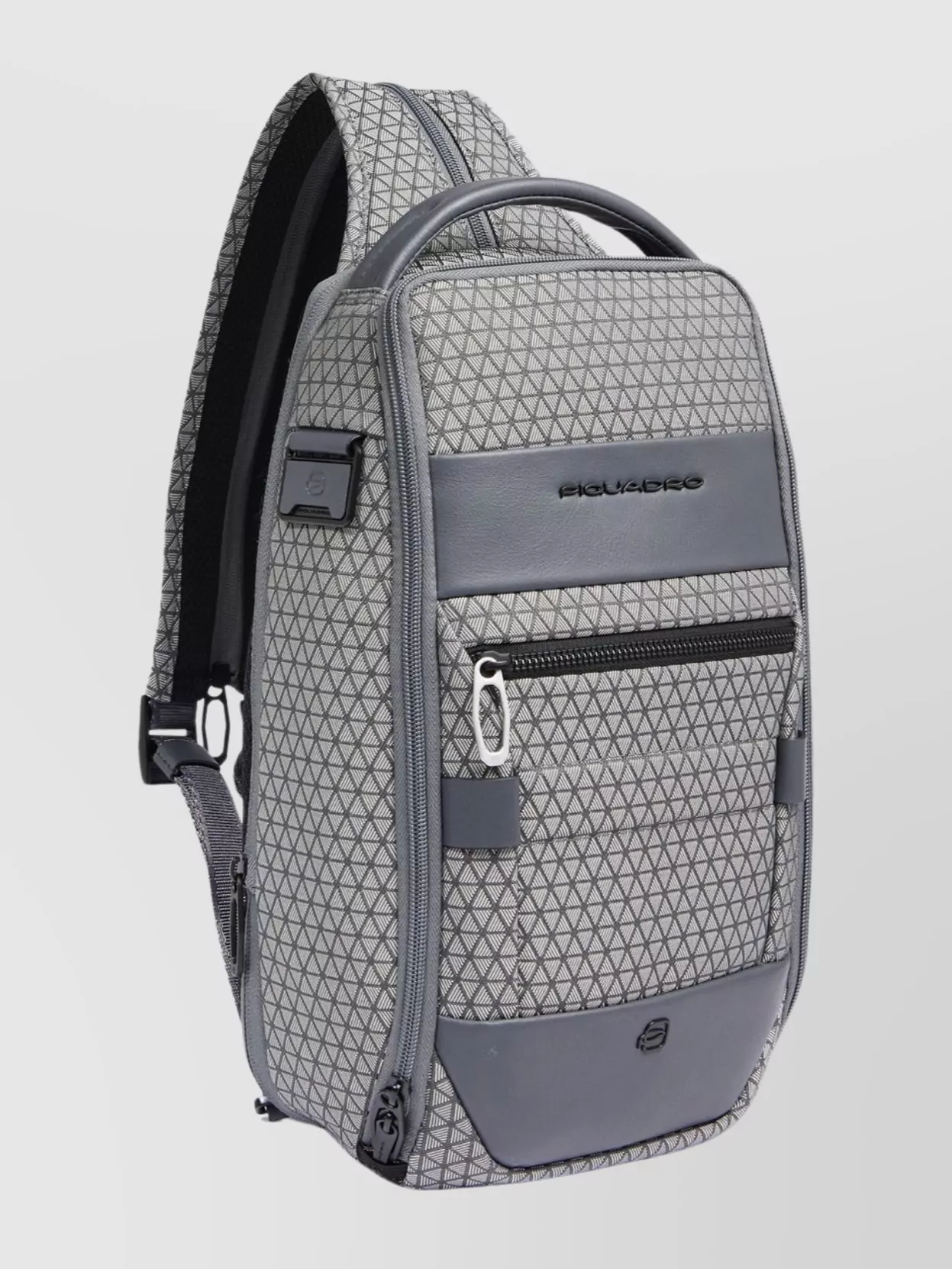 Piquadro Geometric Patterned Backpack Featuring Multiple Pockets