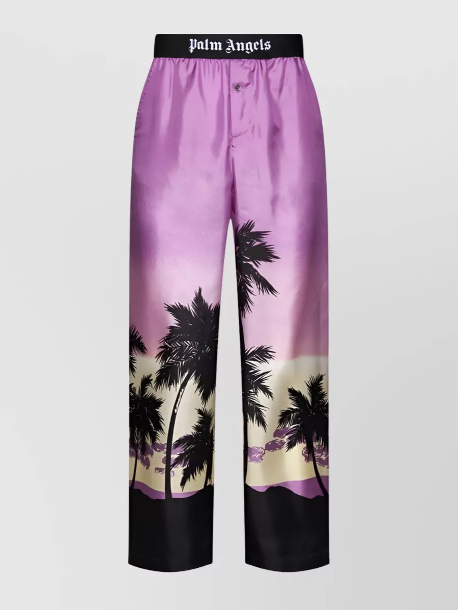 Shop Palm Angels Sunset Print Straight Pants In Purple