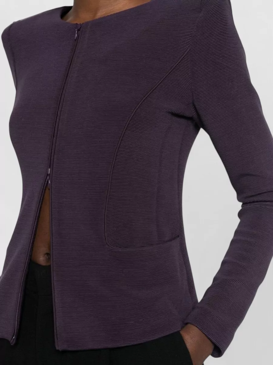Emporio Armani Ribbed Slim-Fit Zip-Up Jacket