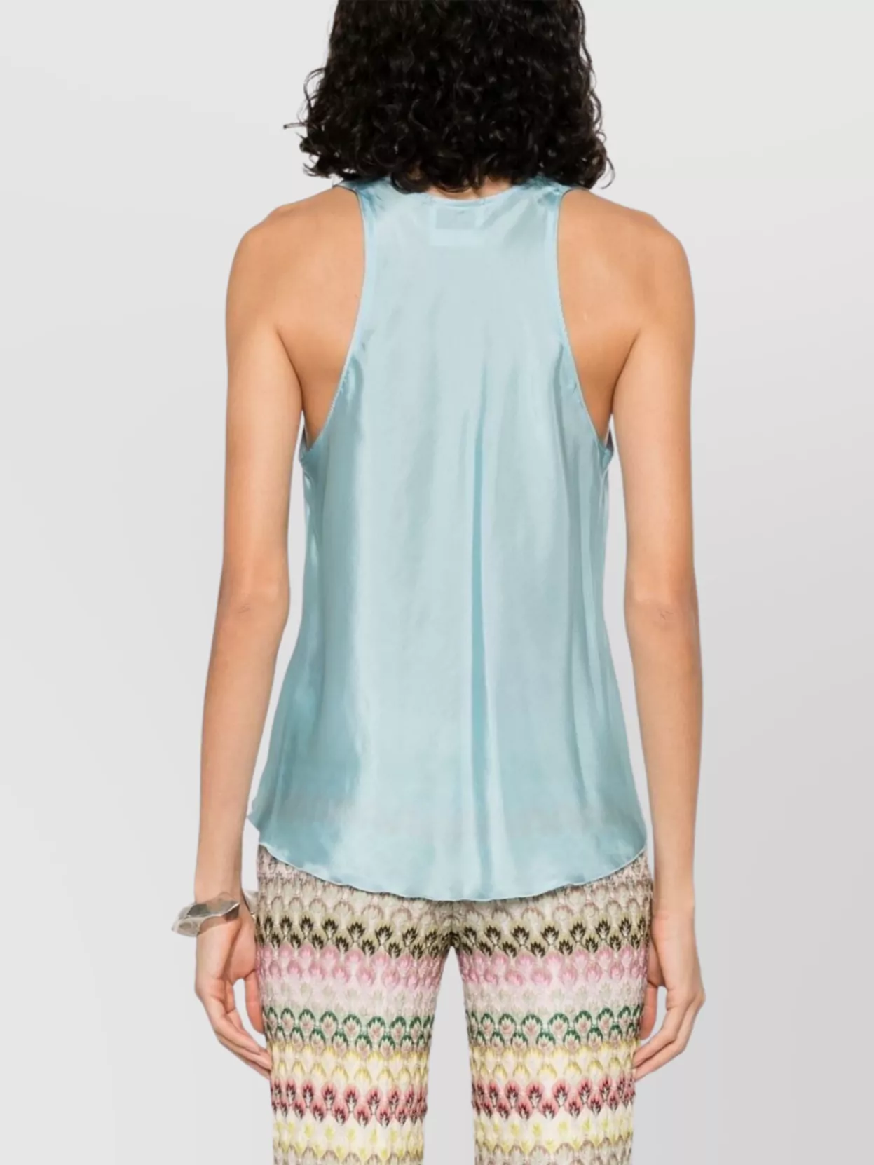Shop Forte Forte Silk Top With Curved Hem And V-neckline