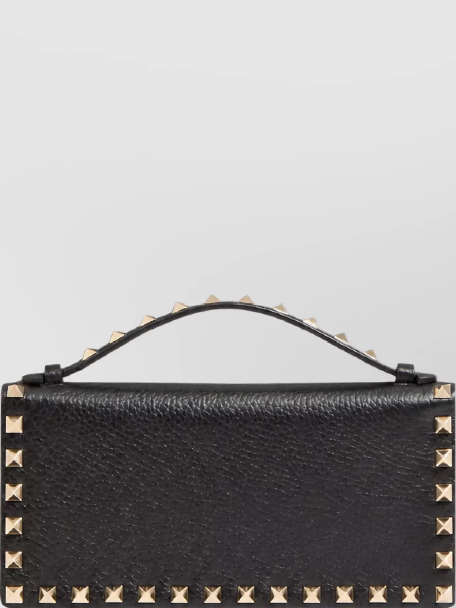 Valentino grained leather rockstud chain wallet