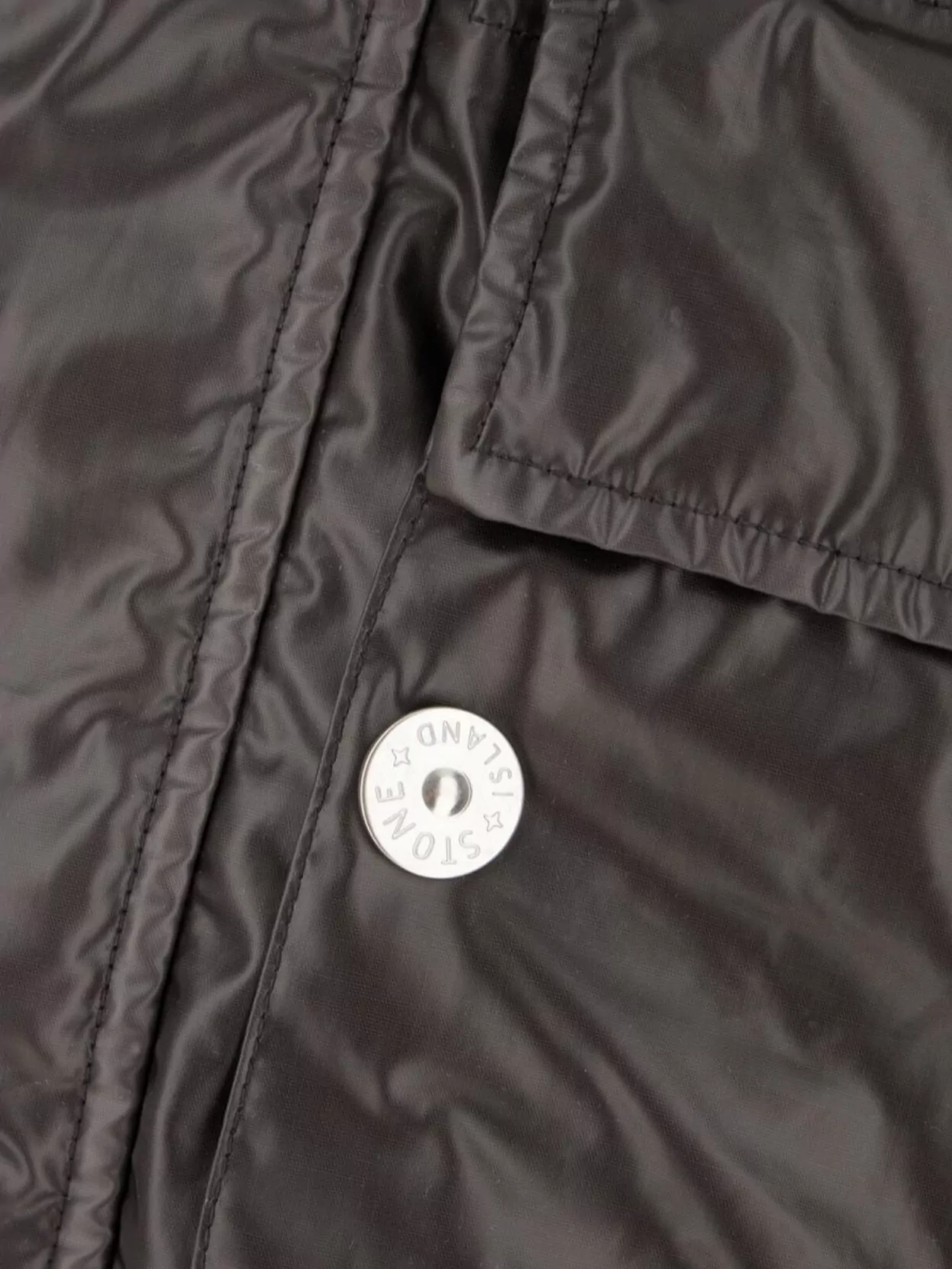 Stone Island Padded Cotton Jacket With Hood And Shiny Finish
