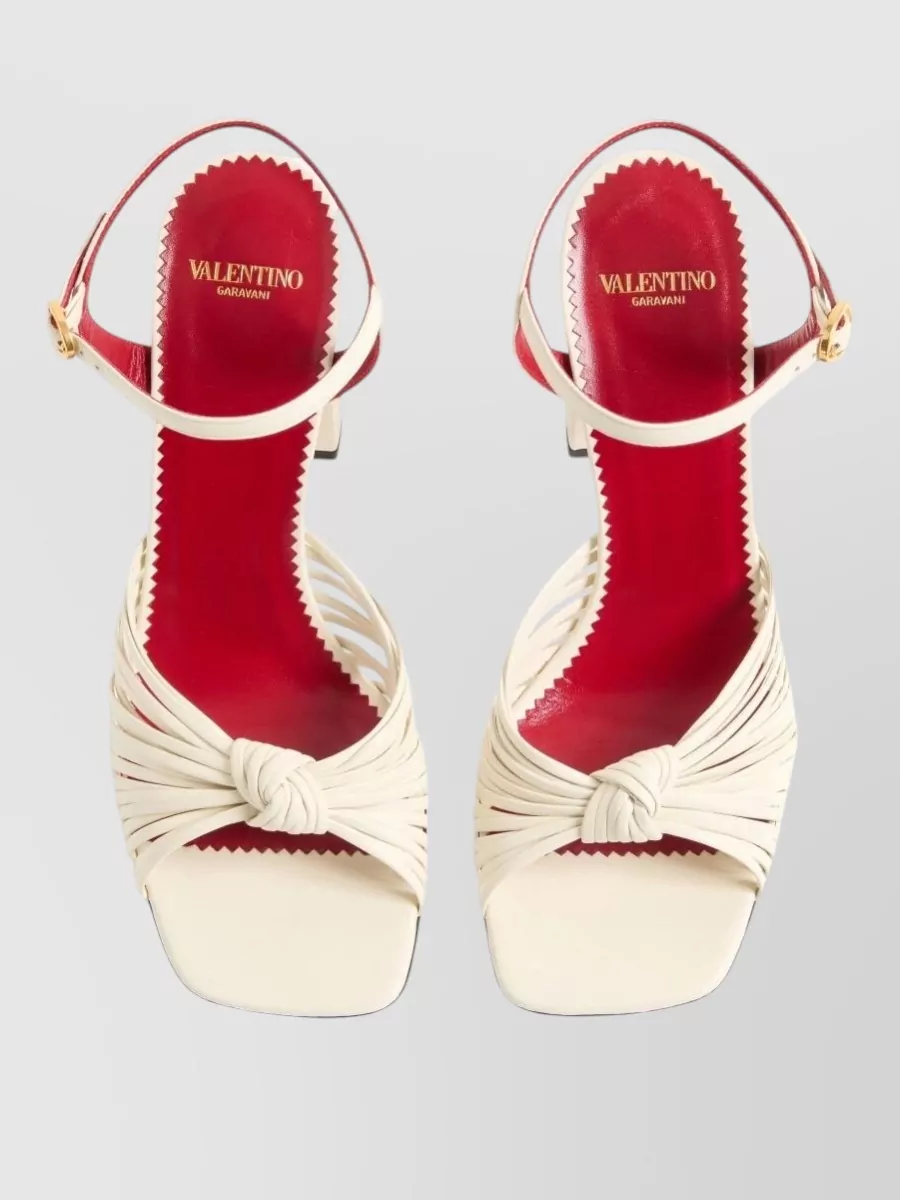 Valentino Garavani Leather Knot-Detail Heeled Sandals