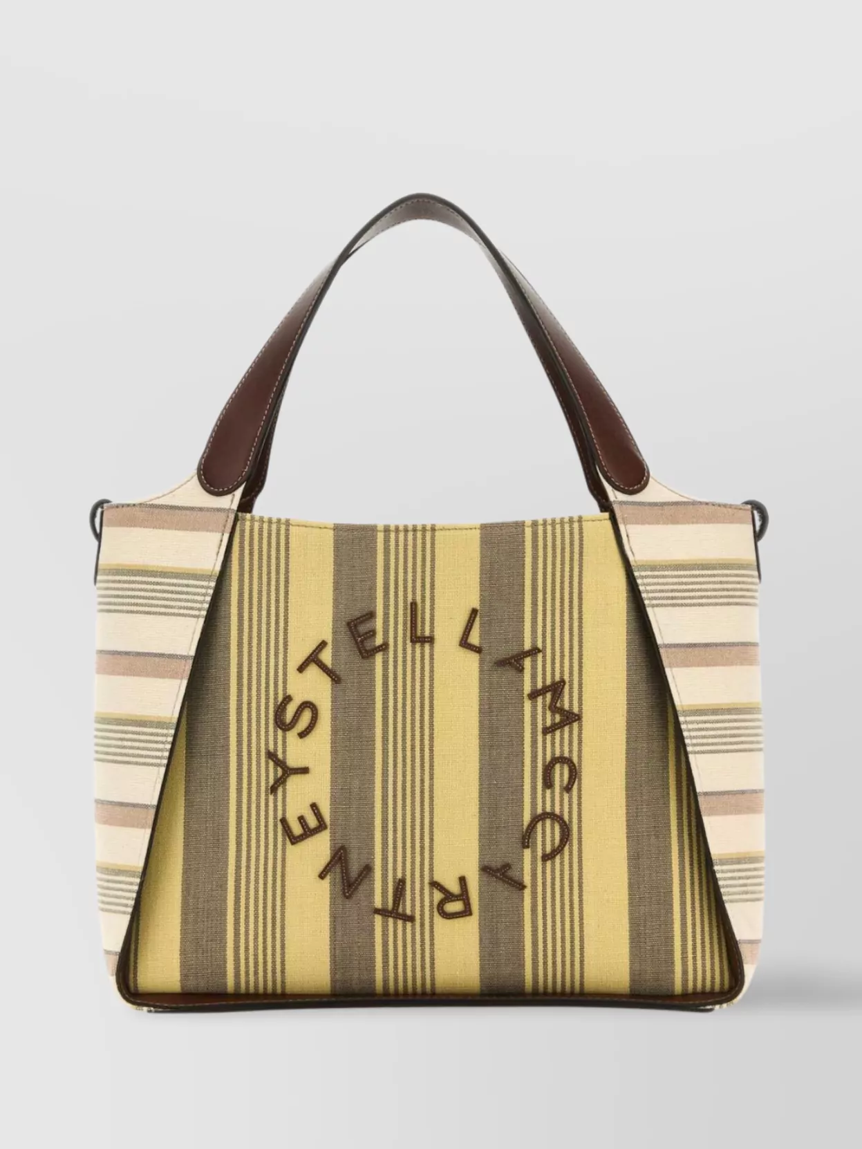 Shop Stella Mccartney Striped Pattern Handbag Contrast Handles