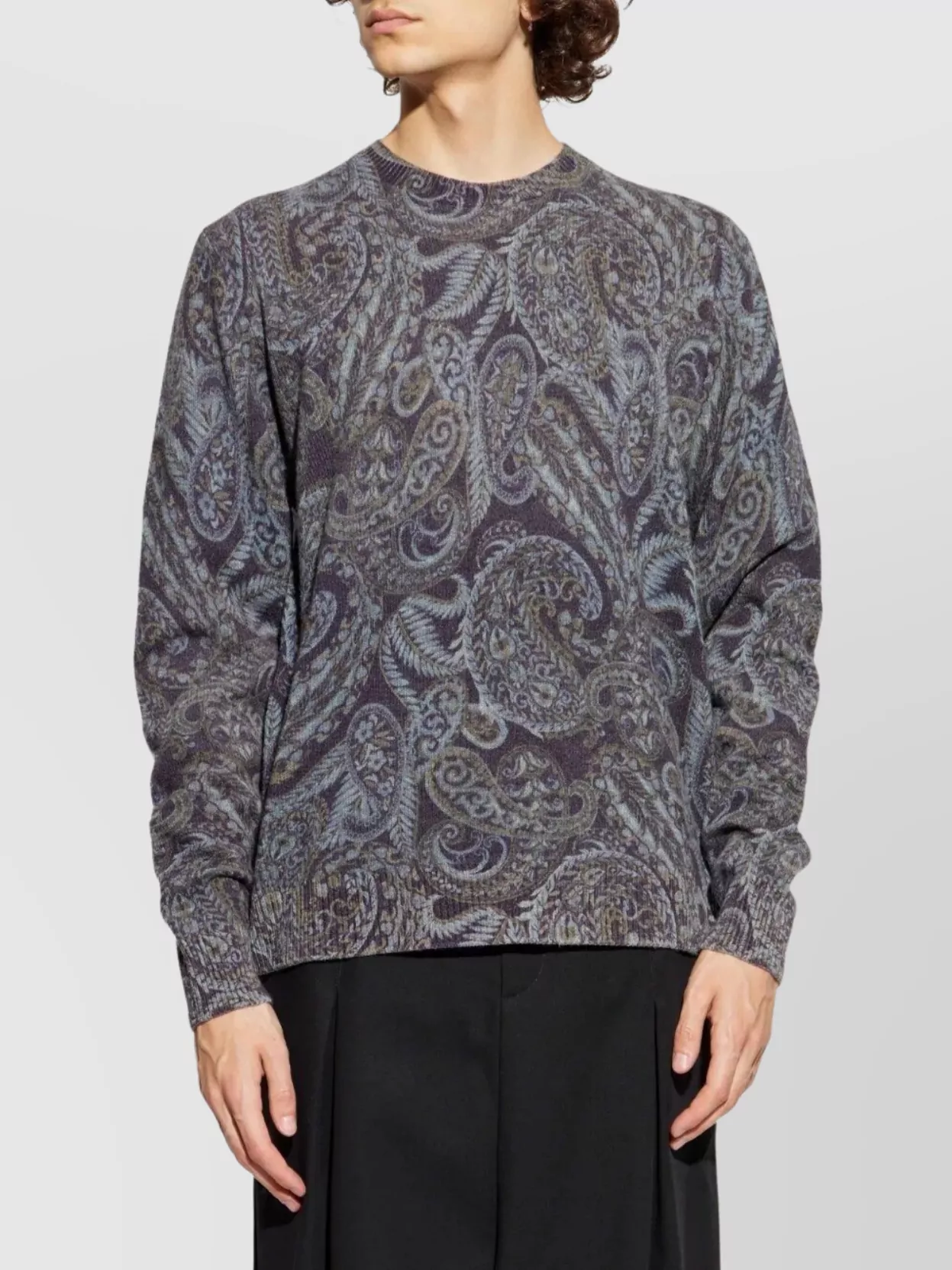 Etro Ribbed Knit Crewneck Sweater Paisley