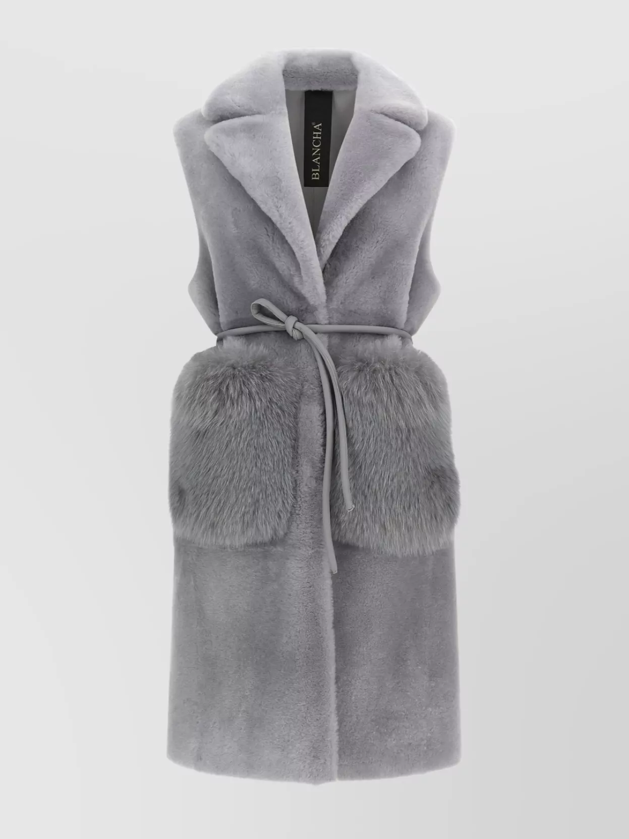 Blancha Straight-volpe Shadow Belted Shawl Collar Vest