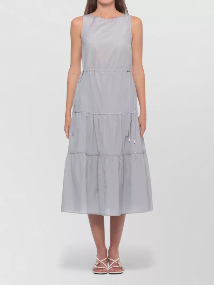 Peserico Sleeveless Drawstring Waist Ruffled Midi Dress
