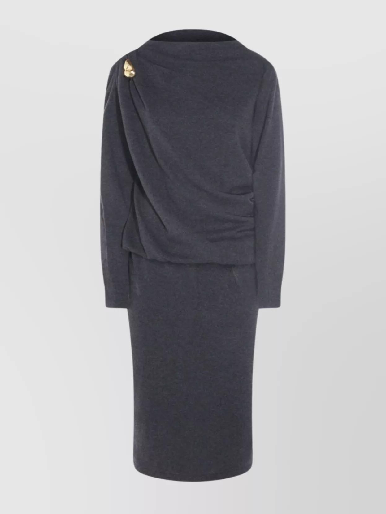 Fabiana Filippi Midi Dress With Draped Design And Long Sleeves In Blue