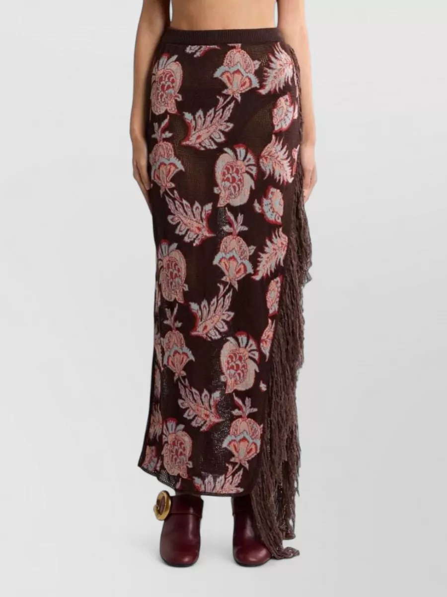 Etro Floral Jacquard Fringed Maxi Skirt
