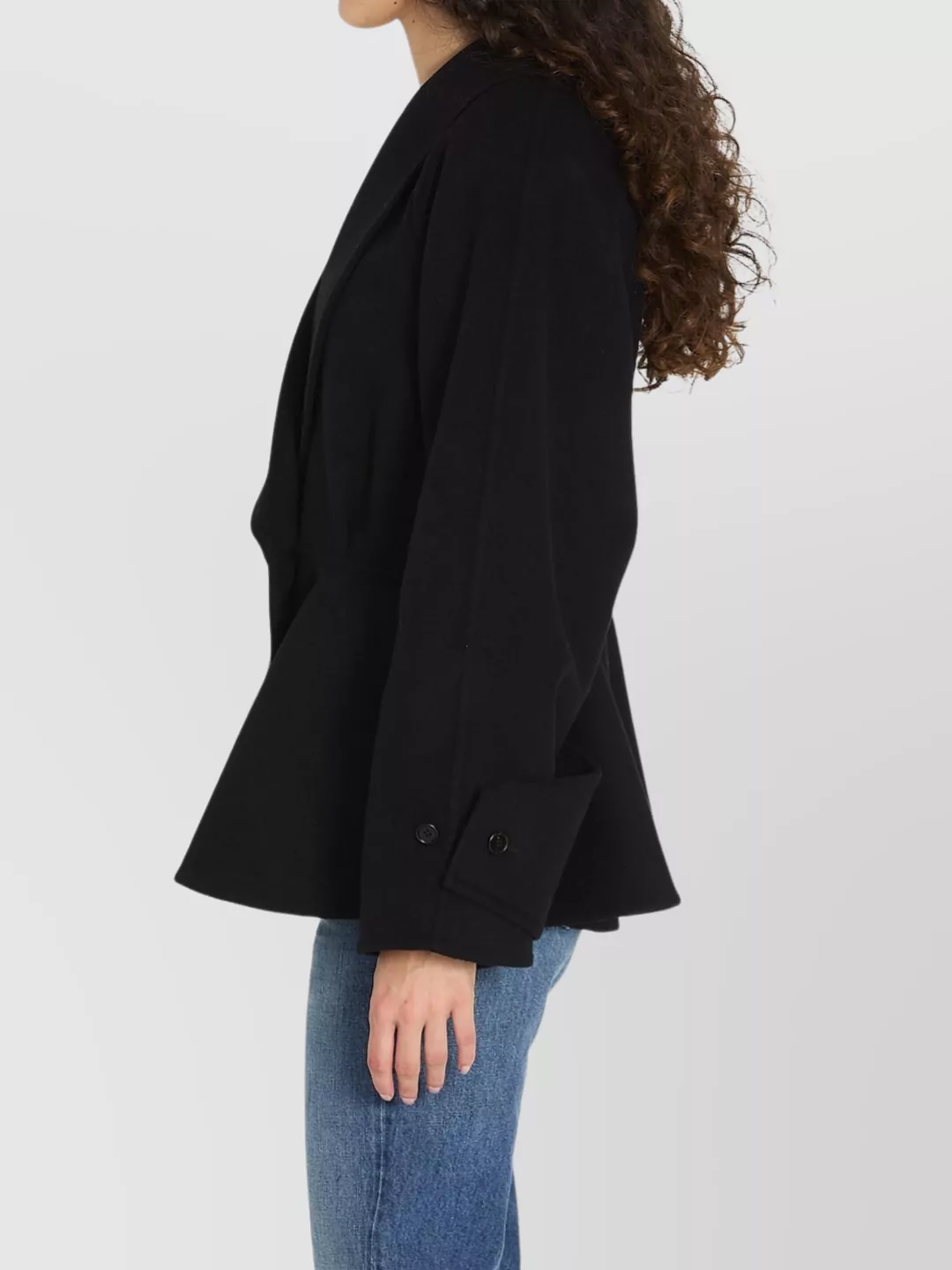 Chloé Double Breasted Wool Peplum Jacket In Black
