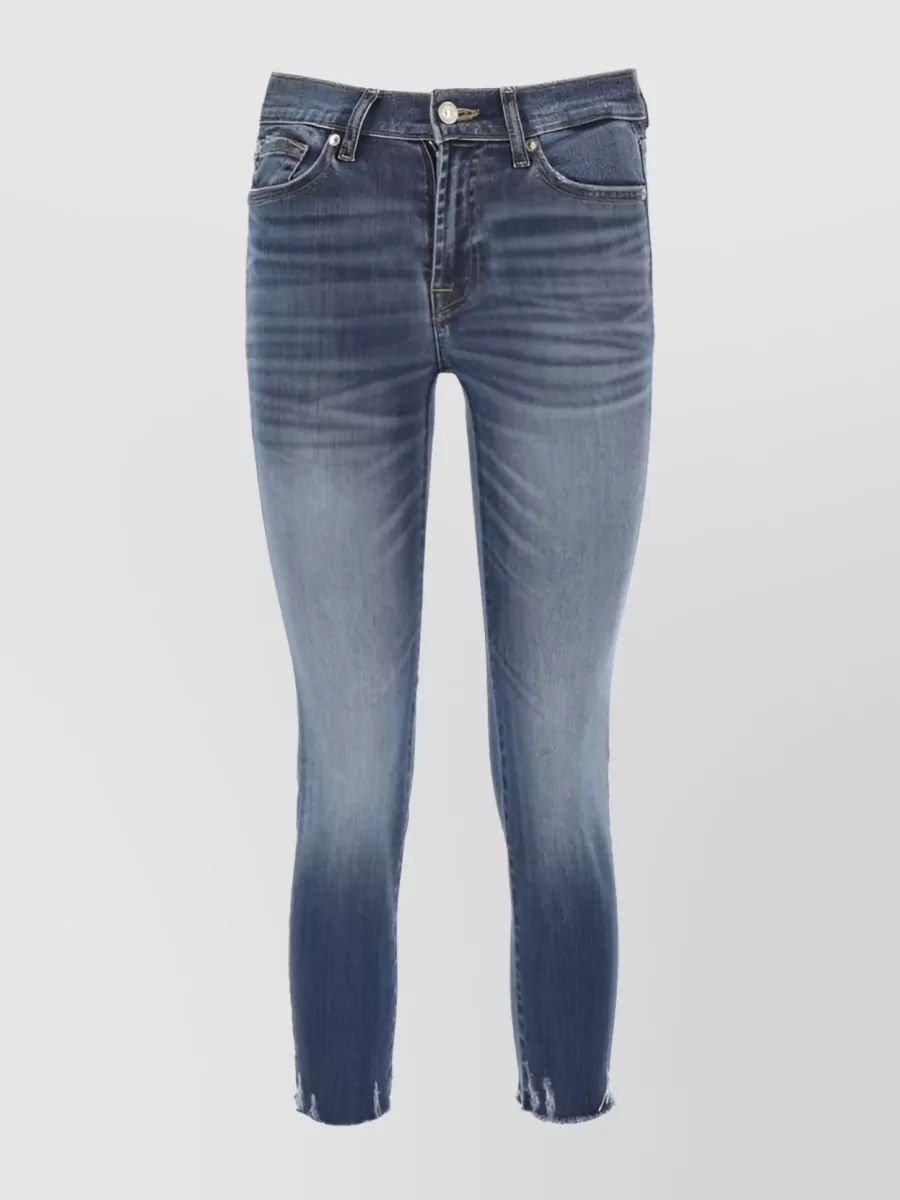 Shop 7 For All Mankind Cropped Slim-cut Denim Jeans In Blue