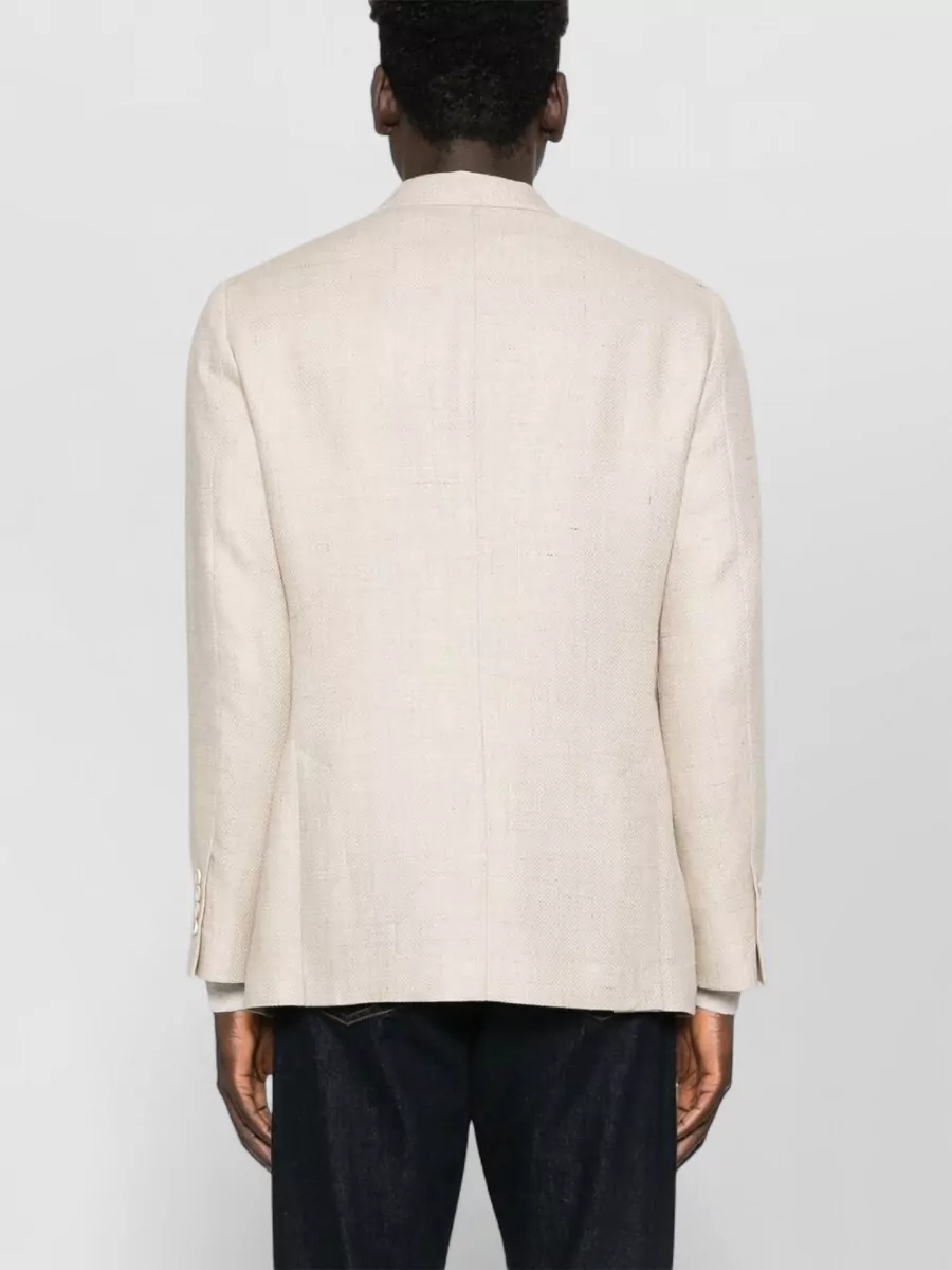 Brunello Cucinelli Deconstructed Wool Linen Jacket Buttoned Cuffs