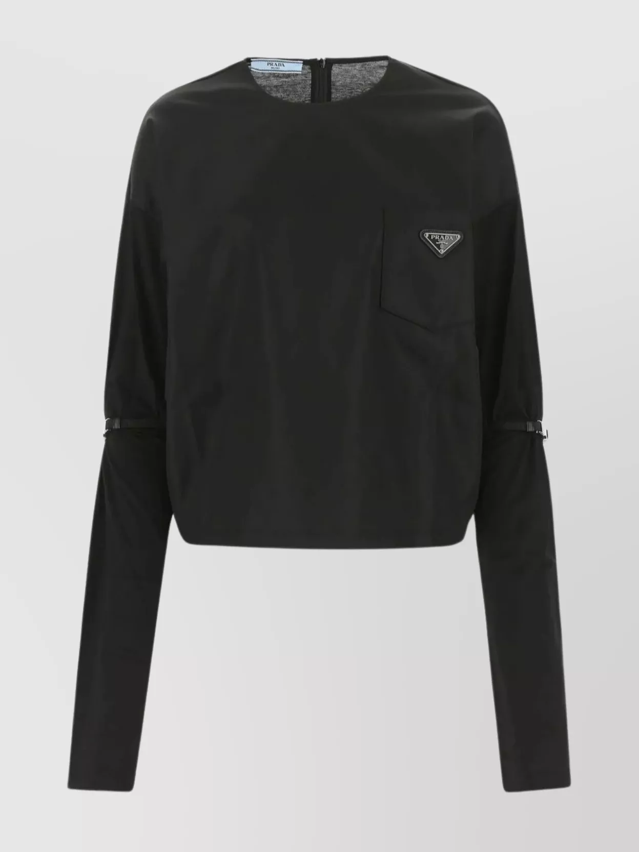 Shop Prada Nylon And Cotton T-shirt With Detachable Straps In Black