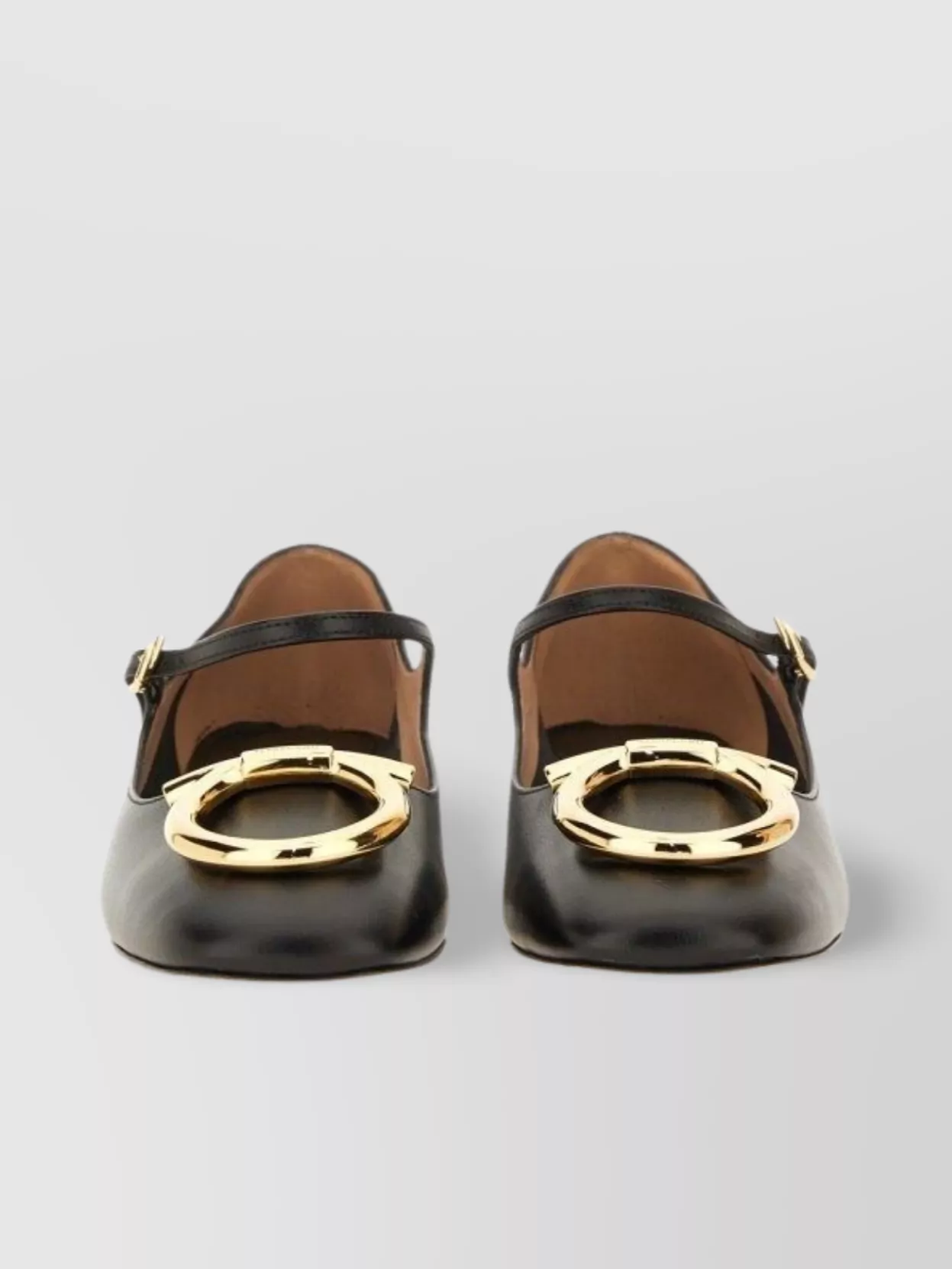 Ferragamo Buckle Detail Gold-Tone Hardware Ballerina Shoes