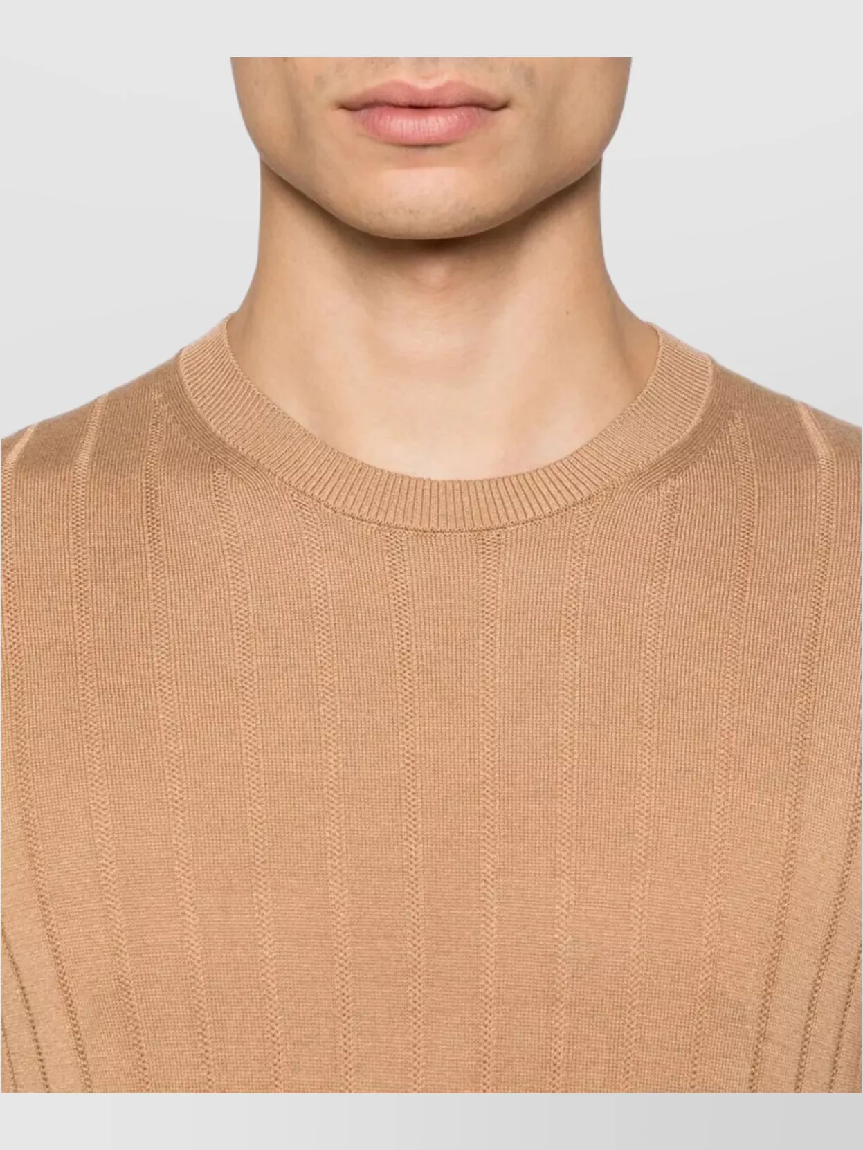 Tagliatore Lightweight Ribbed Texture Round Neck T-Shirt