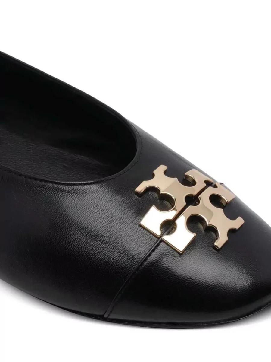 Tory Burch Leather Logo-Plaque Ballerina Shoes