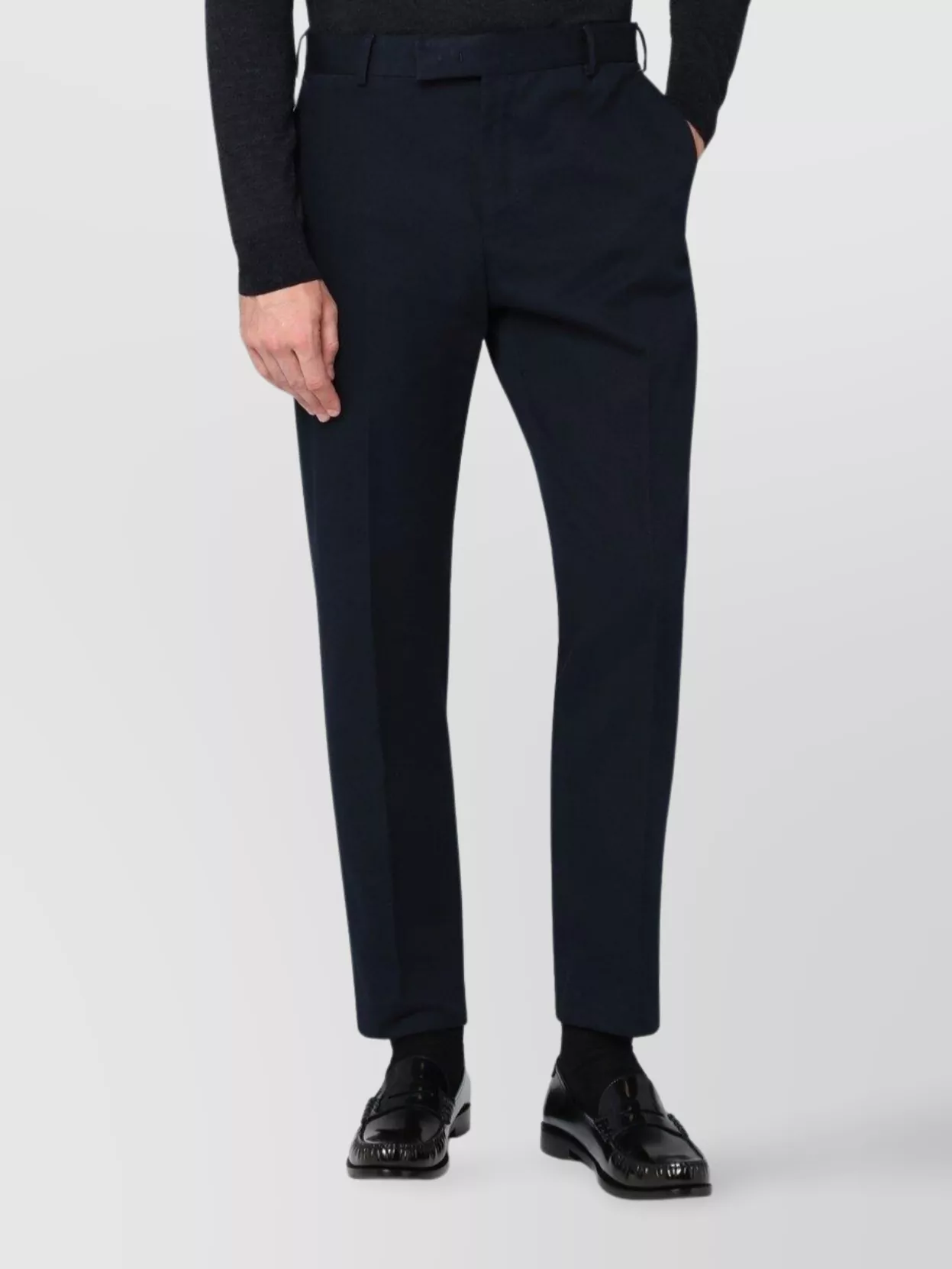 Pt Torino Cotton Trousers With Belt Loops And Pockets In Black