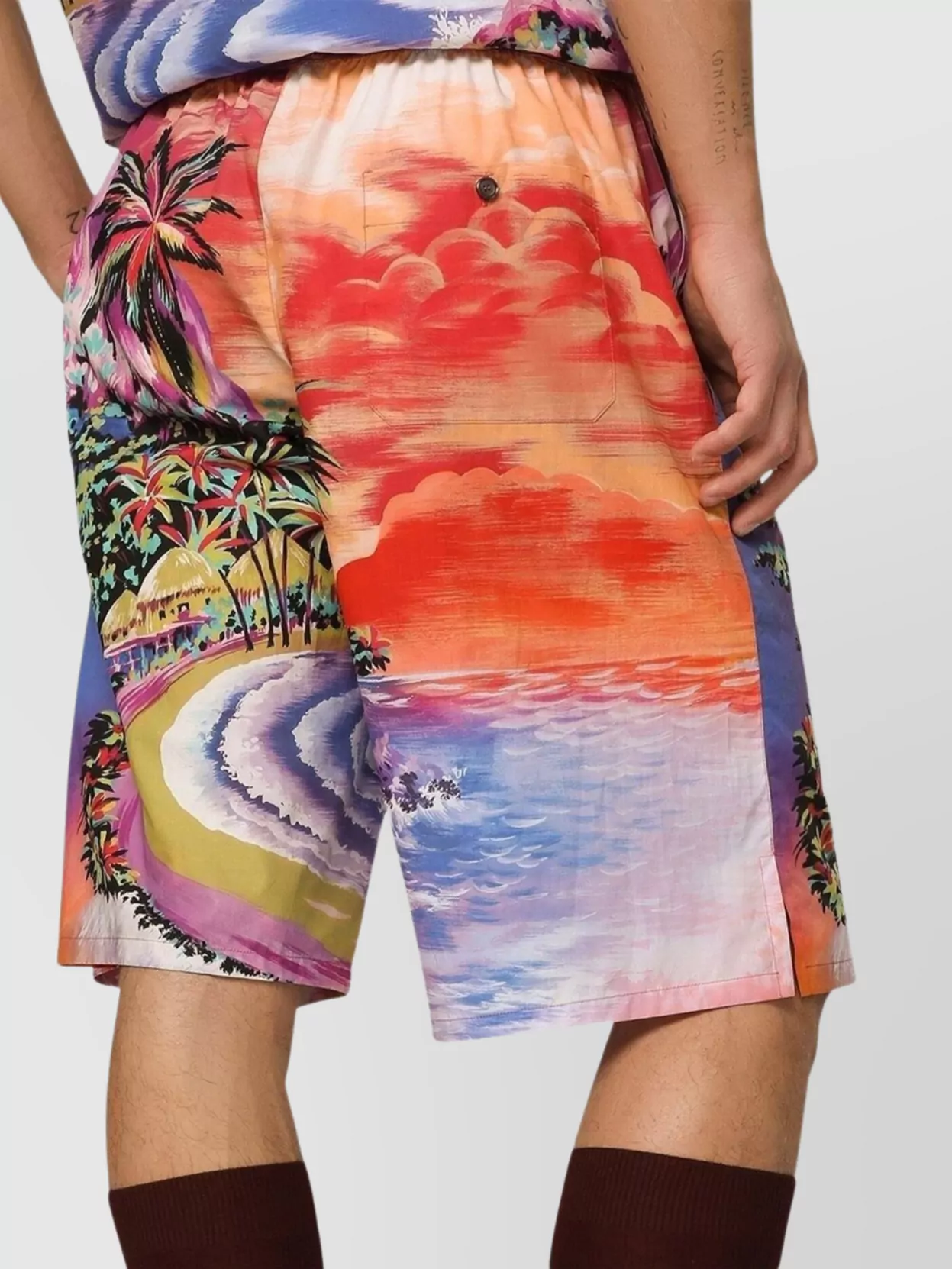 Dolce&Gabbana Graphic Tropical Wide Leg Shorts