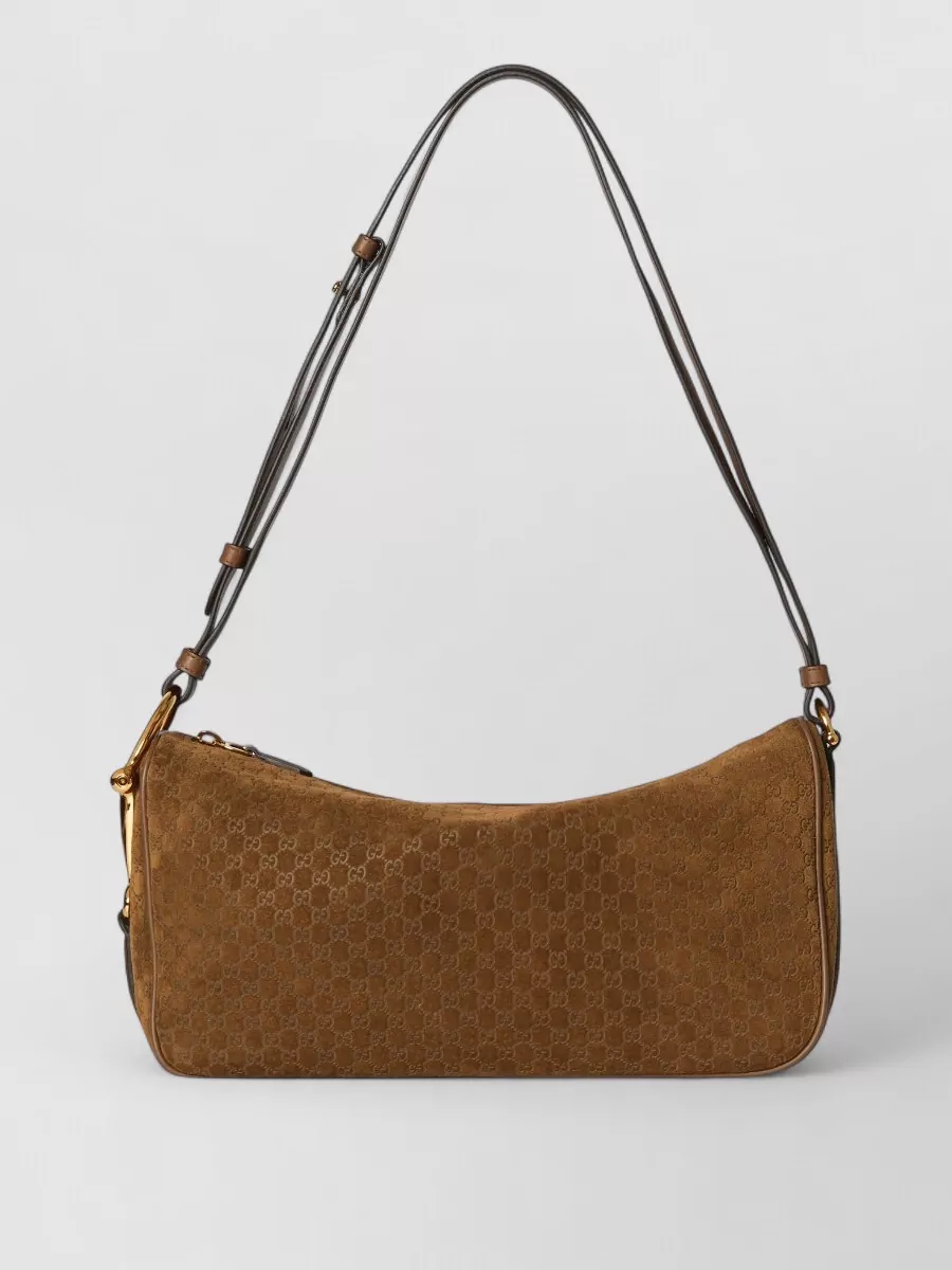 Gucci Half Horsebit Medium Suede Shoulder Bag