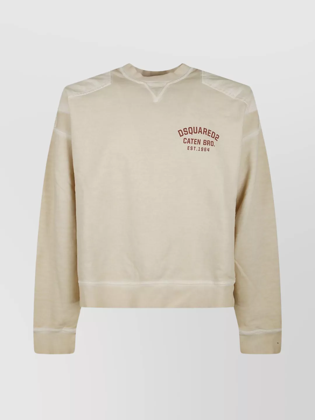 Dsquared2 Oversized Crewneck Cotton Sweatshirt Patches In Neutral