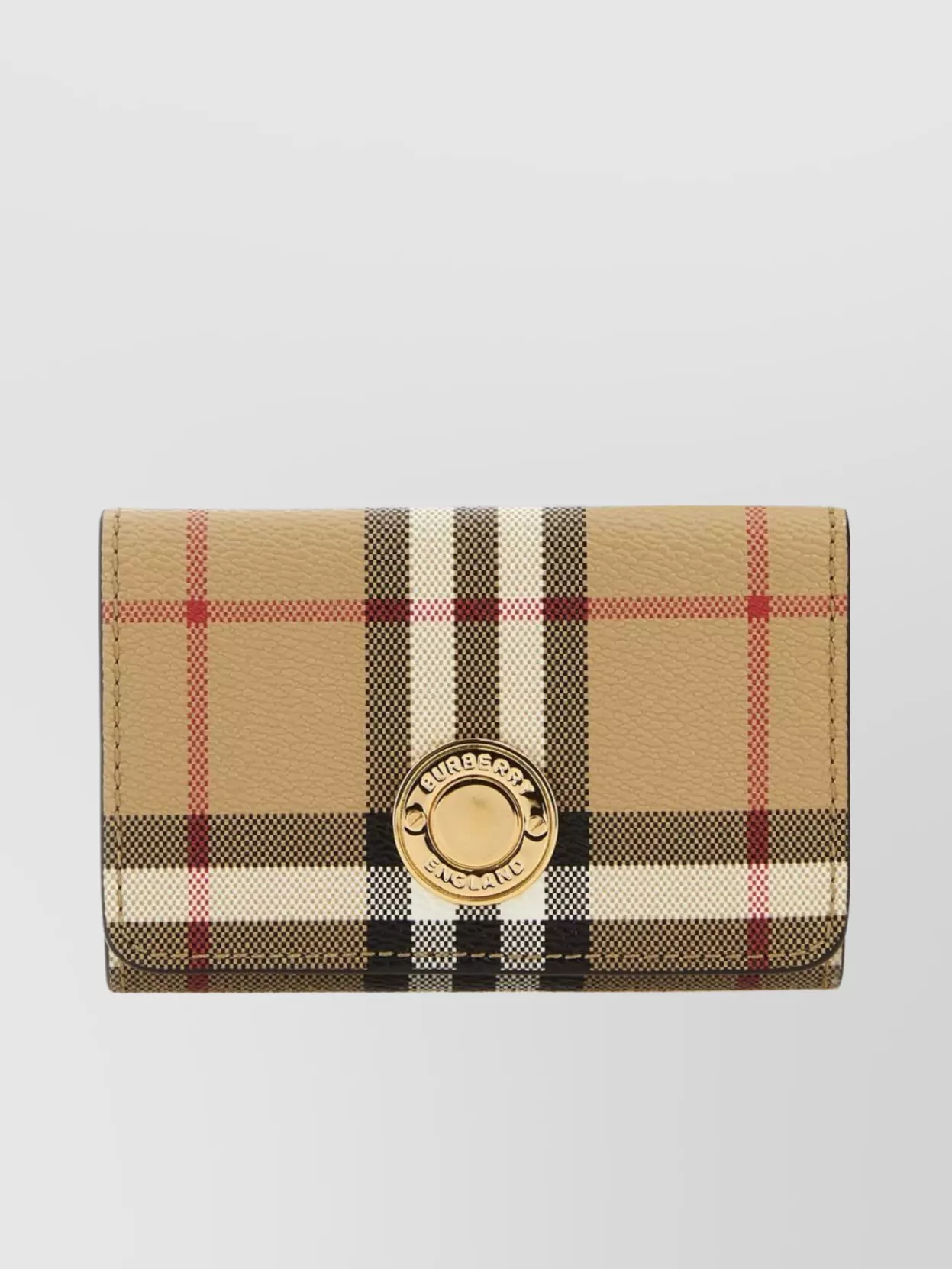 Shop Burberry Canvas Wallet With Checkered Pattern And Fold-over Top