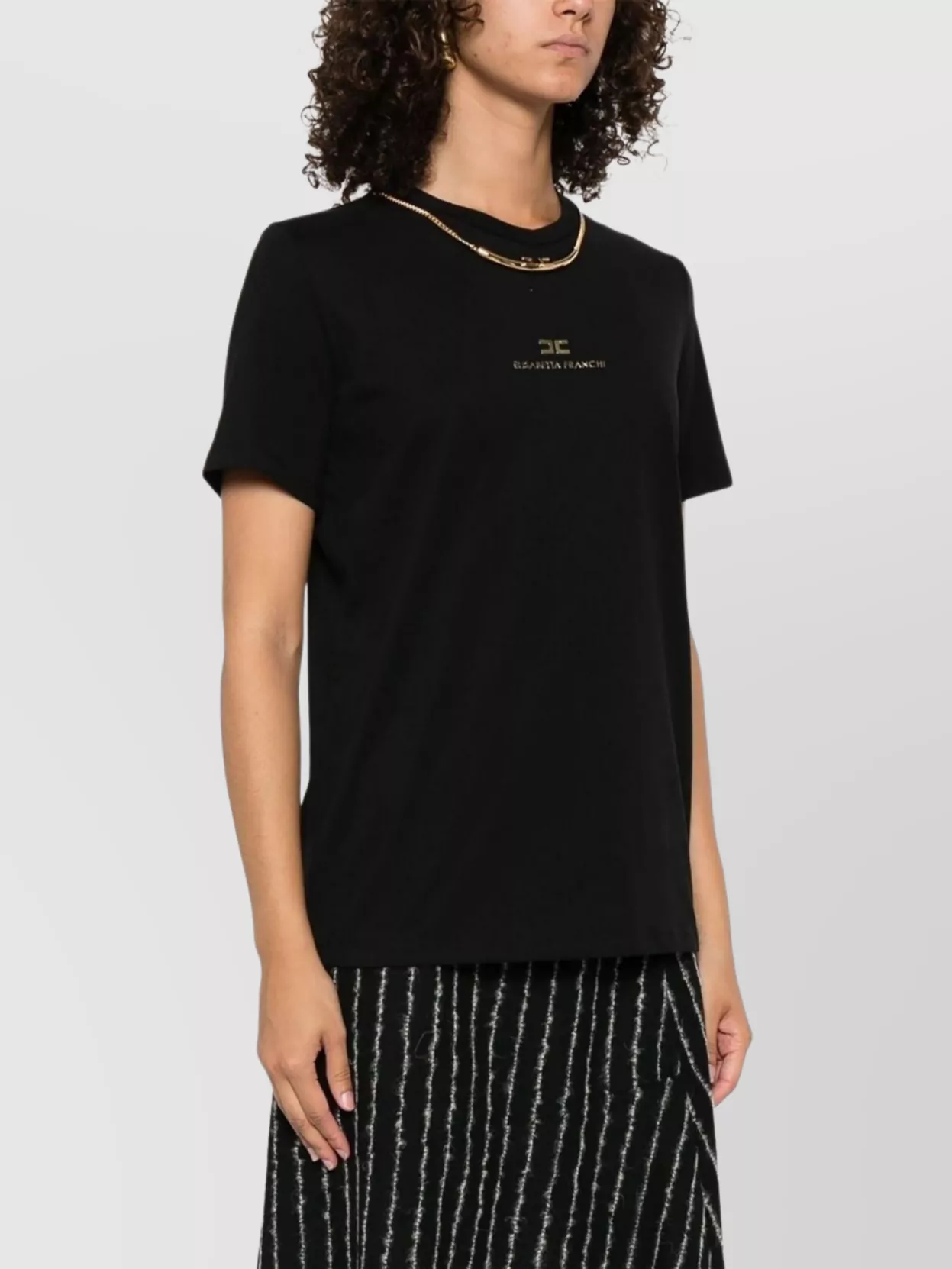 Elisabetta Franchi Cotton T-Shirt Chain Embellishment
