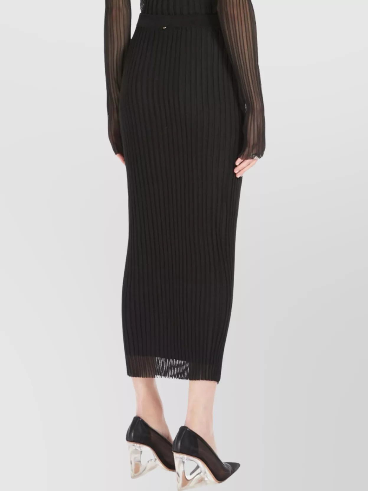 Shop Sportmax Sheer Ribbed Knit Midi Skirt