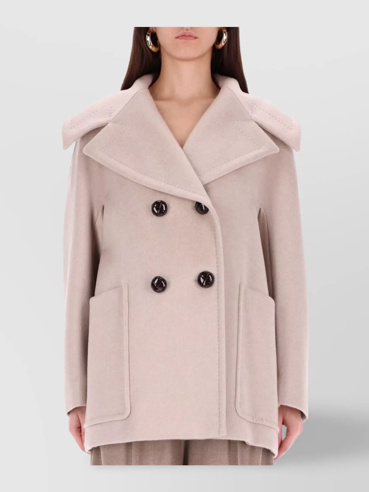 Max Mara Oversized Double-breasted Coat Large Lapels In Neutral