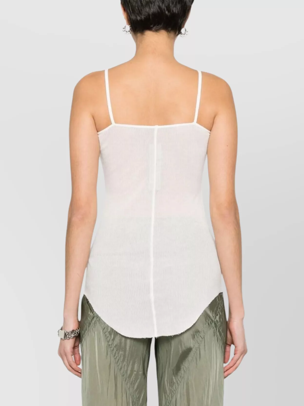 Rick Owens Curved Hem Sleeveless Knit Tank Top In White