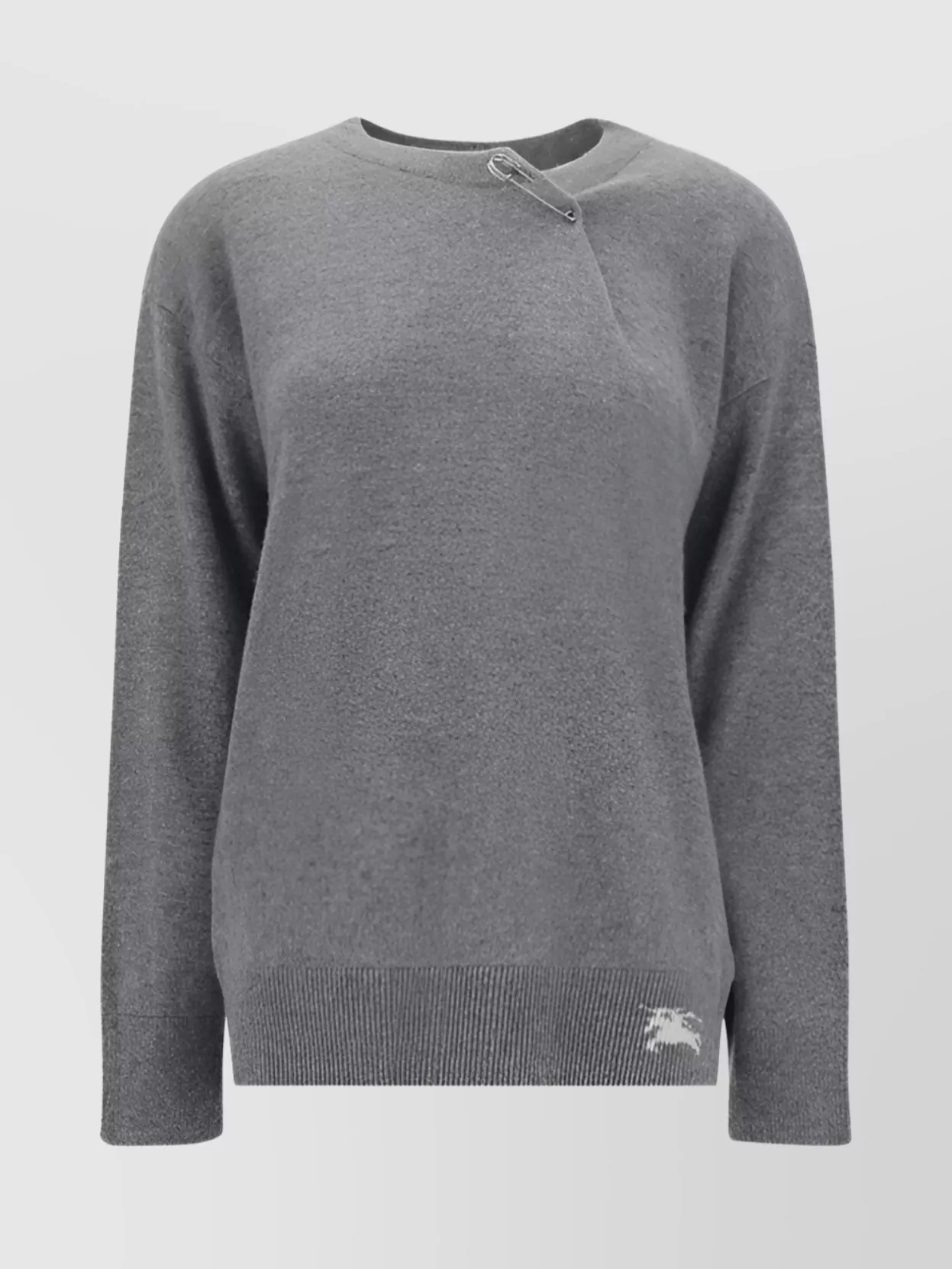 Shop Burberry Crew Neck Wool Knitwear With Safety Pin Detail