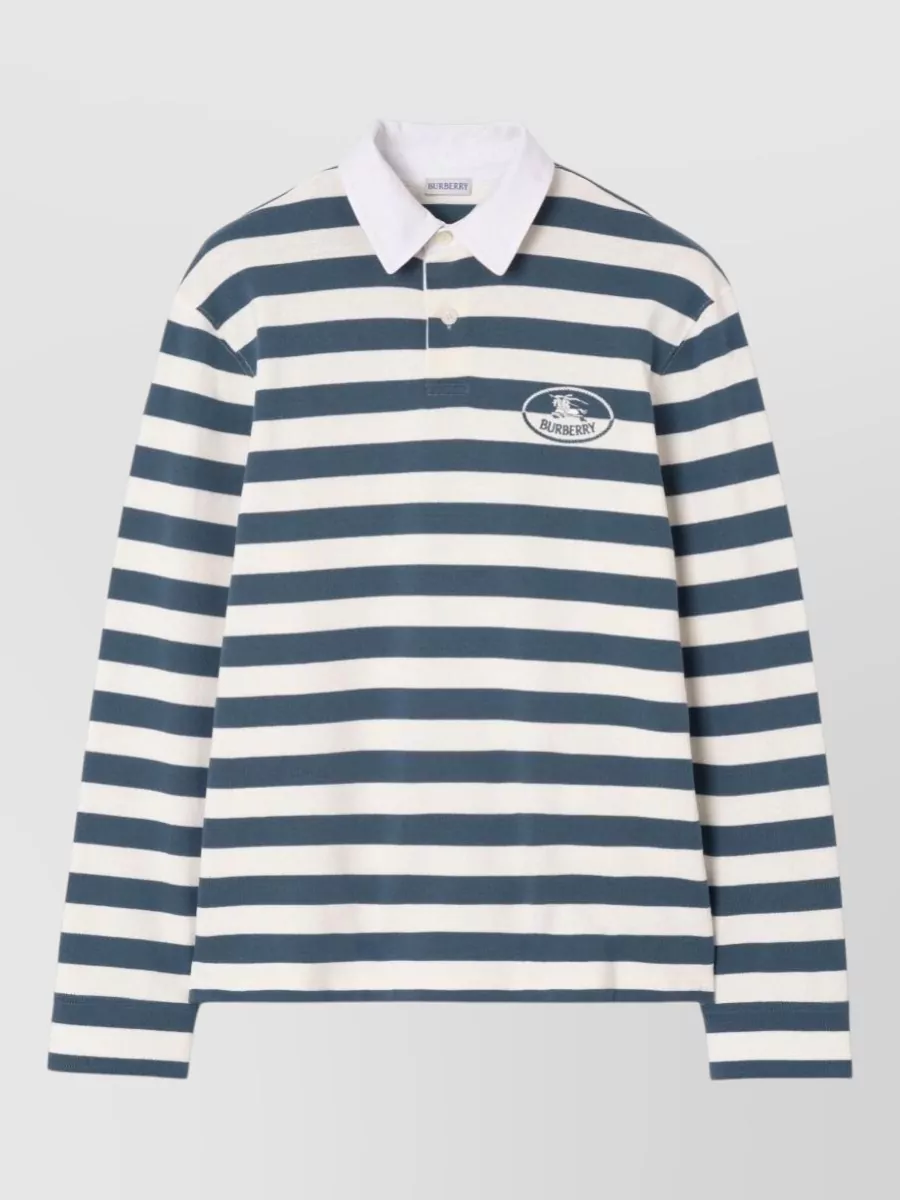 Burberry striped long-sleeve cotton polo shirt