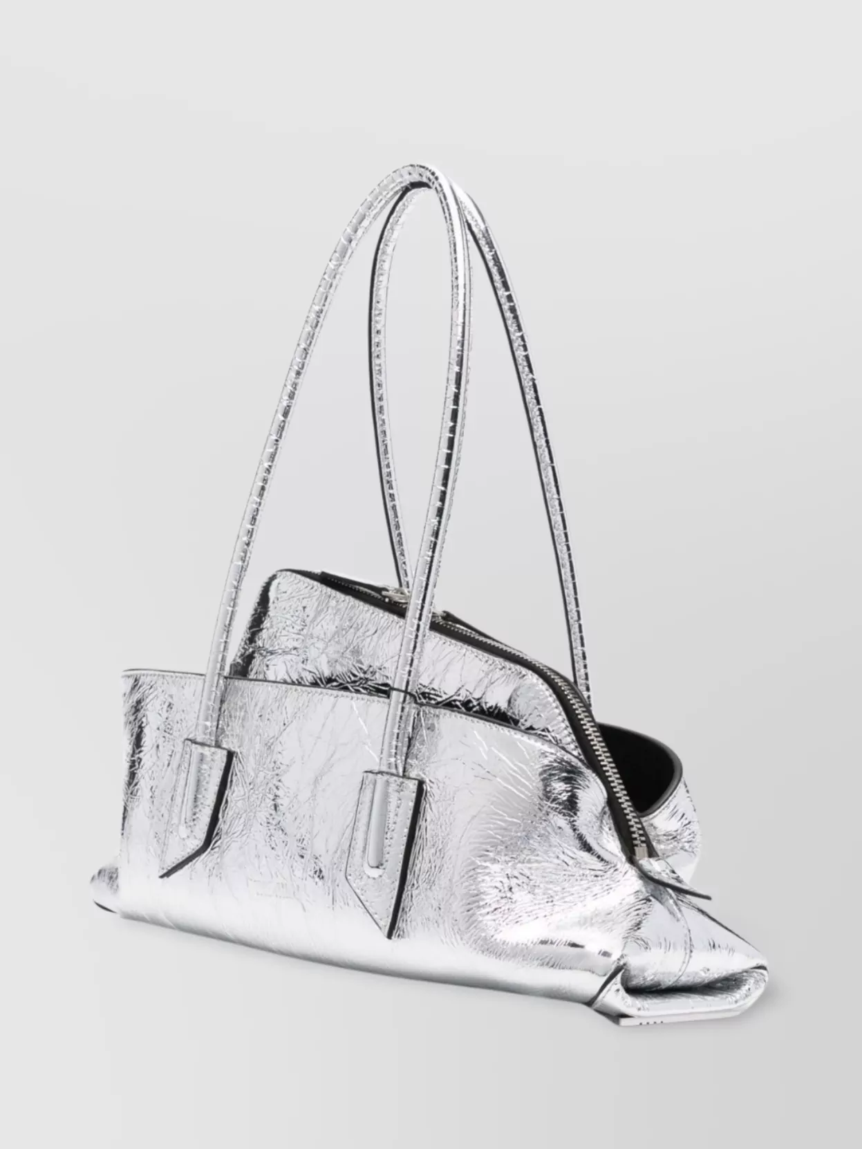 The Attico Shoulder Bag With Metal Feet And Metallic Finish