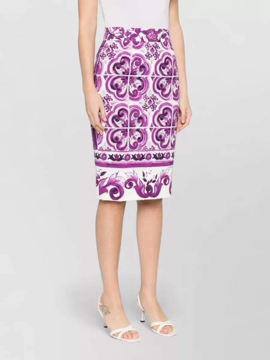 Dolce&Gabbana High Waist Floral Panel Stretch Skirt