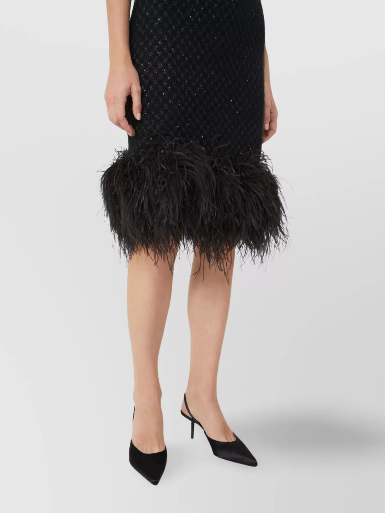 S Max Mara Mini Dress Featuring Feather Accents