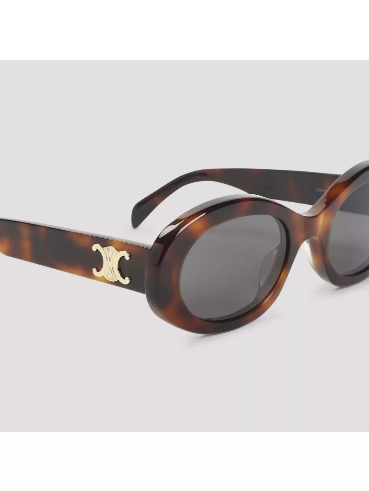 Celine Triomphe Oval Frame Sunglasses With Gold Detailing