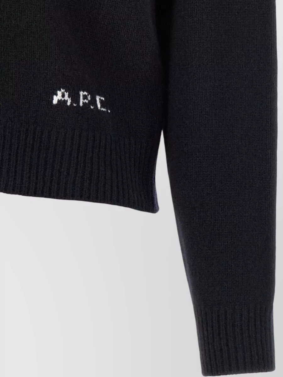 A.p.c. Wool Ribbed Crew Neck Cardigan