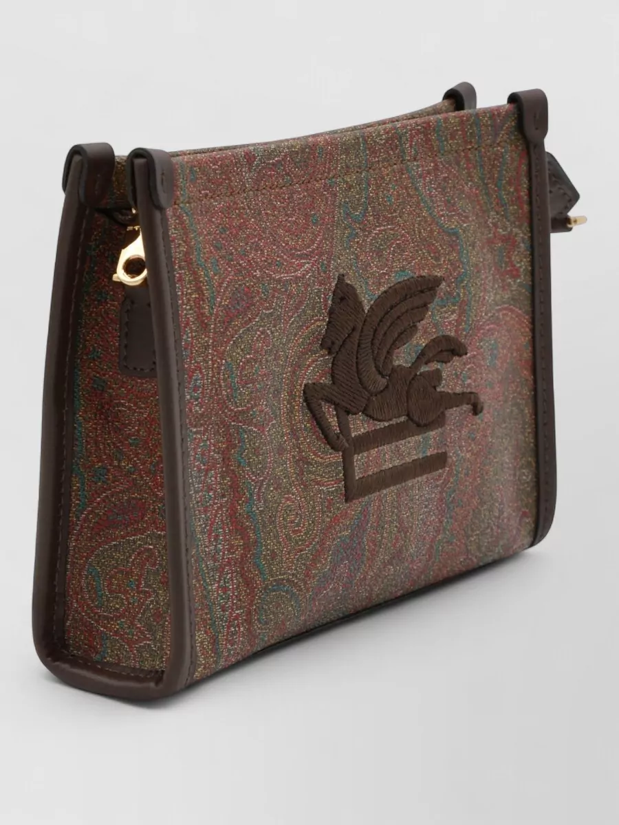 Etro Clutch Bag Paisley Embroidery Strap Handle