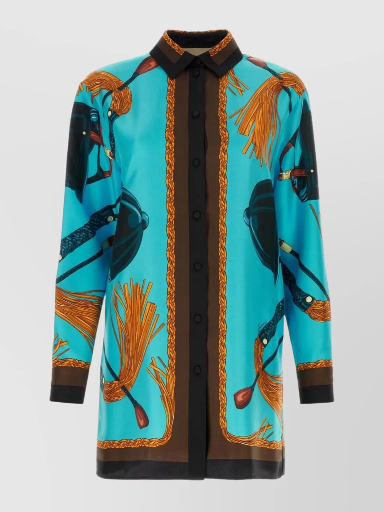 Shop Gucci Twill Shirt With Printed Design And Cuff Detailing